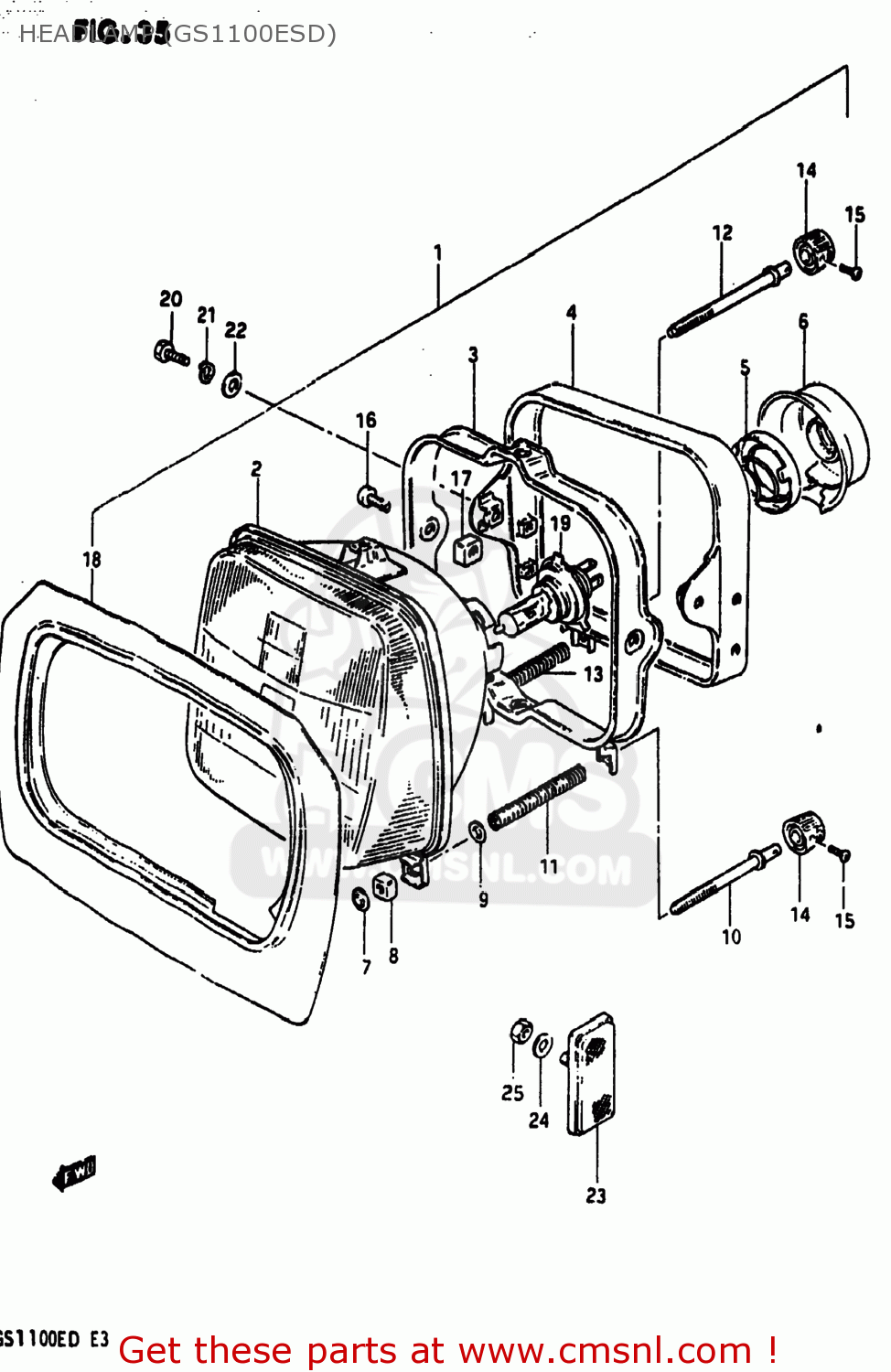 HEADLAMP (GS1100ESD) GS1100ES 1983 (D) USA (E03)