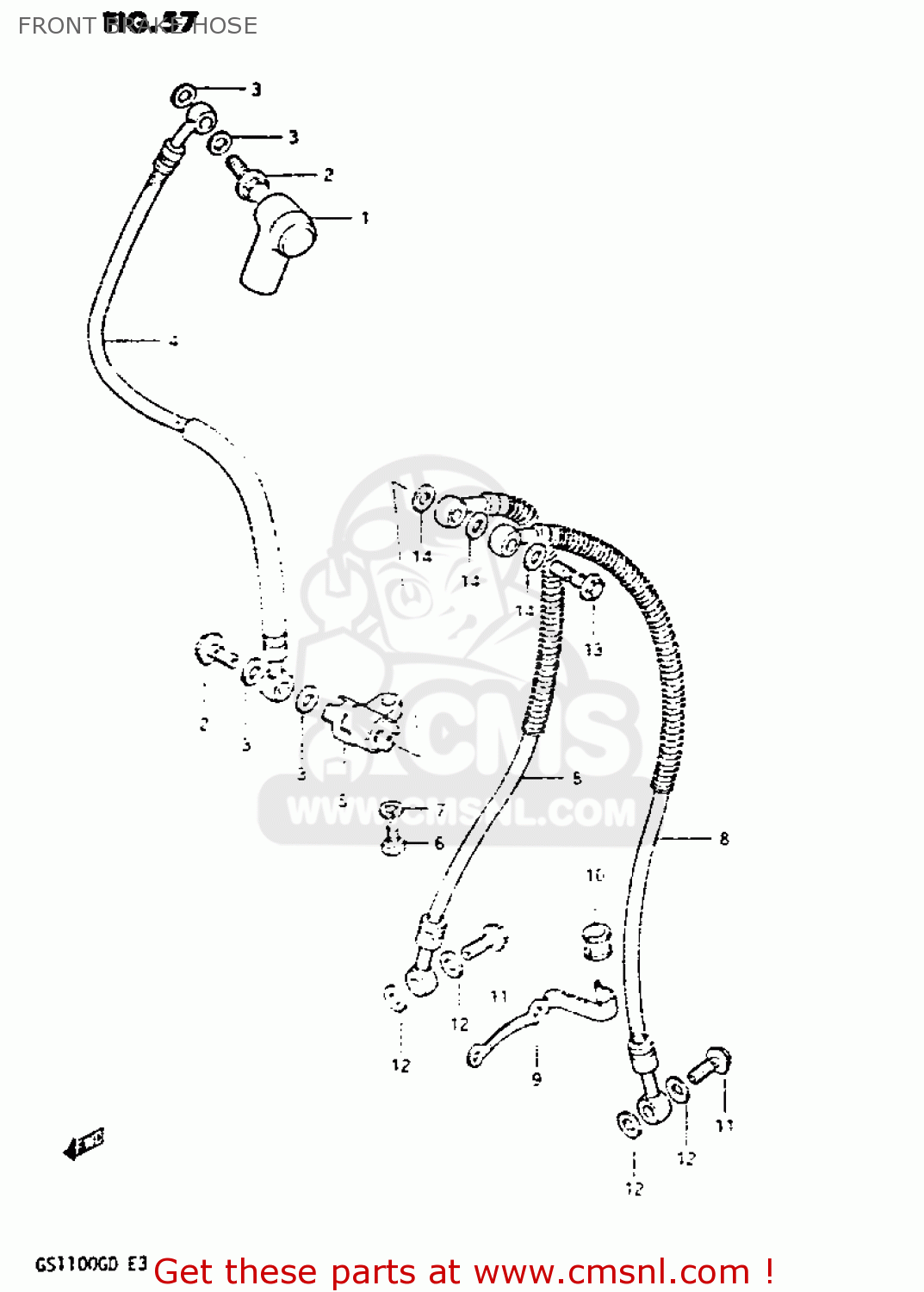 Suzuki GS1100G 1982 (Z) GENERAL EXPORT (E01) FRONT BRAKE HOSE - buy ...