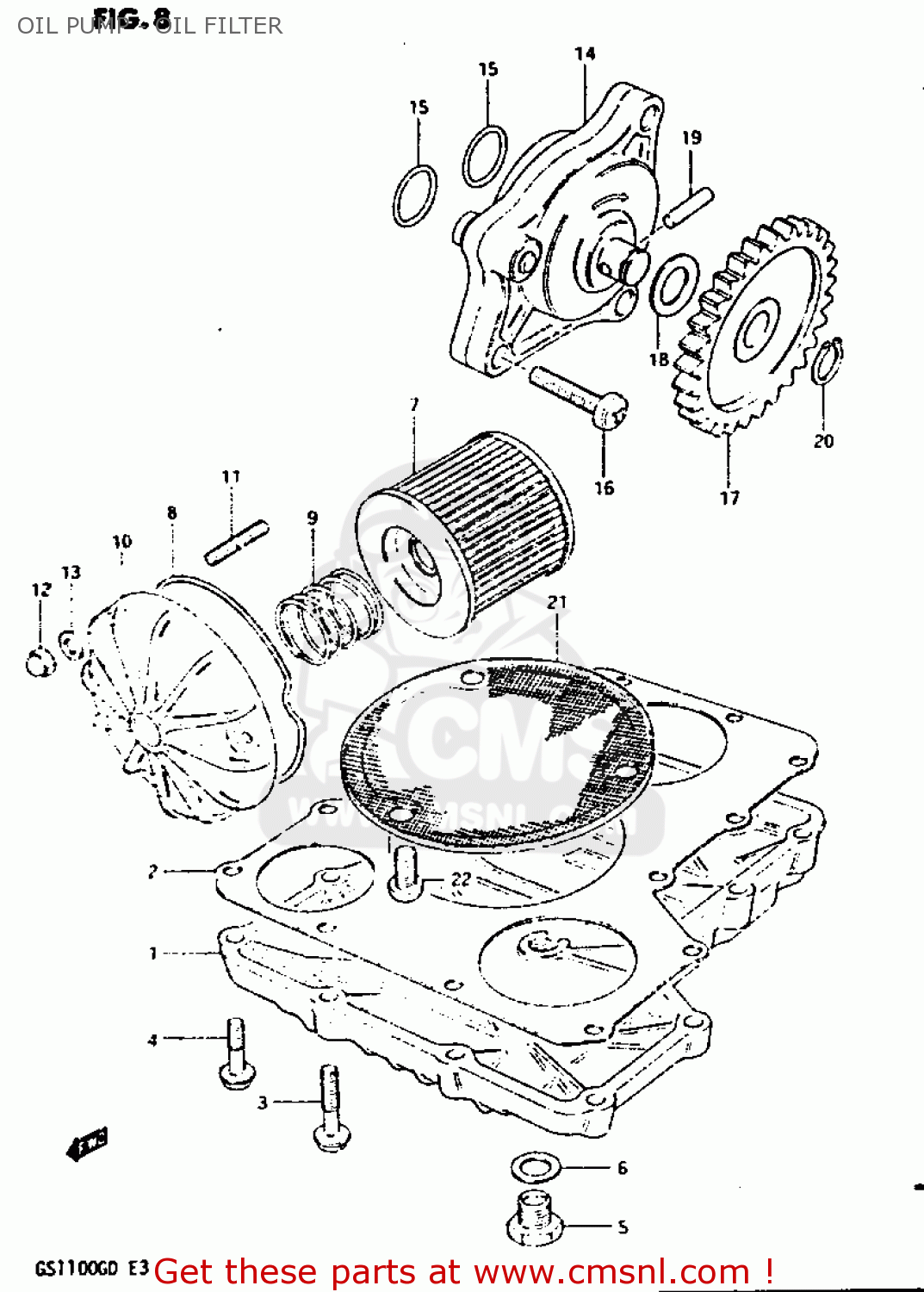 Suzuki GS1100G 1982 (Z) GENERAL EXPORT (E01) OIL PUMP - OIL FILTER ...