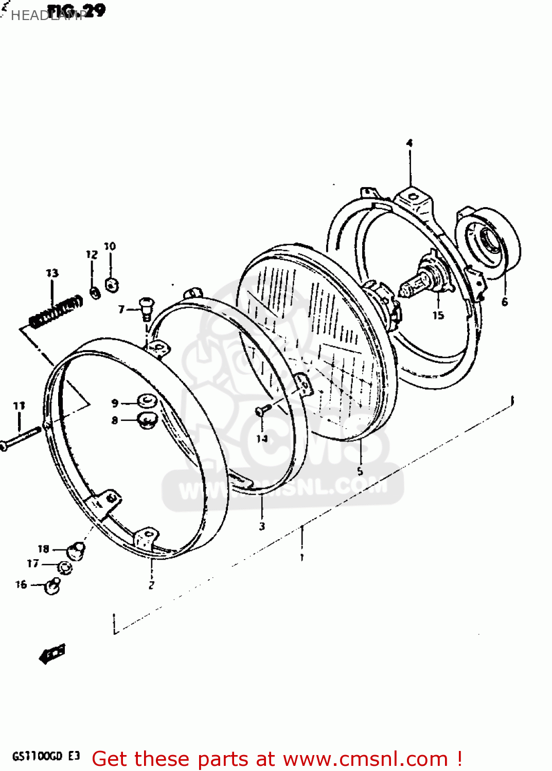 HEADLAMP GS1100G 1982 (Z) GENERAL EXPORT (E01)