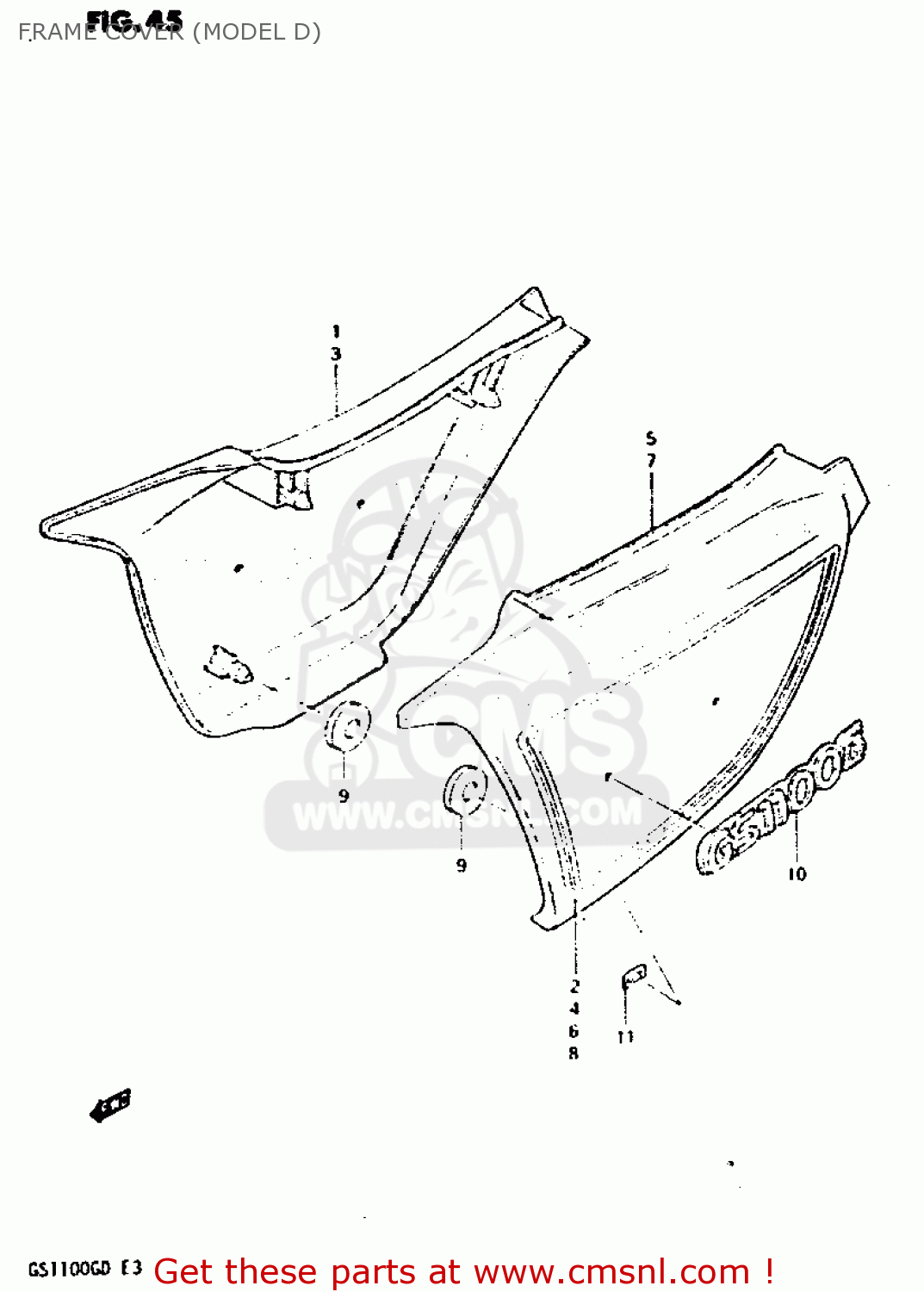 FRAME COVER (MODEL D) GS1100G 1982 (Z) GENERAL EXPORT (E01)