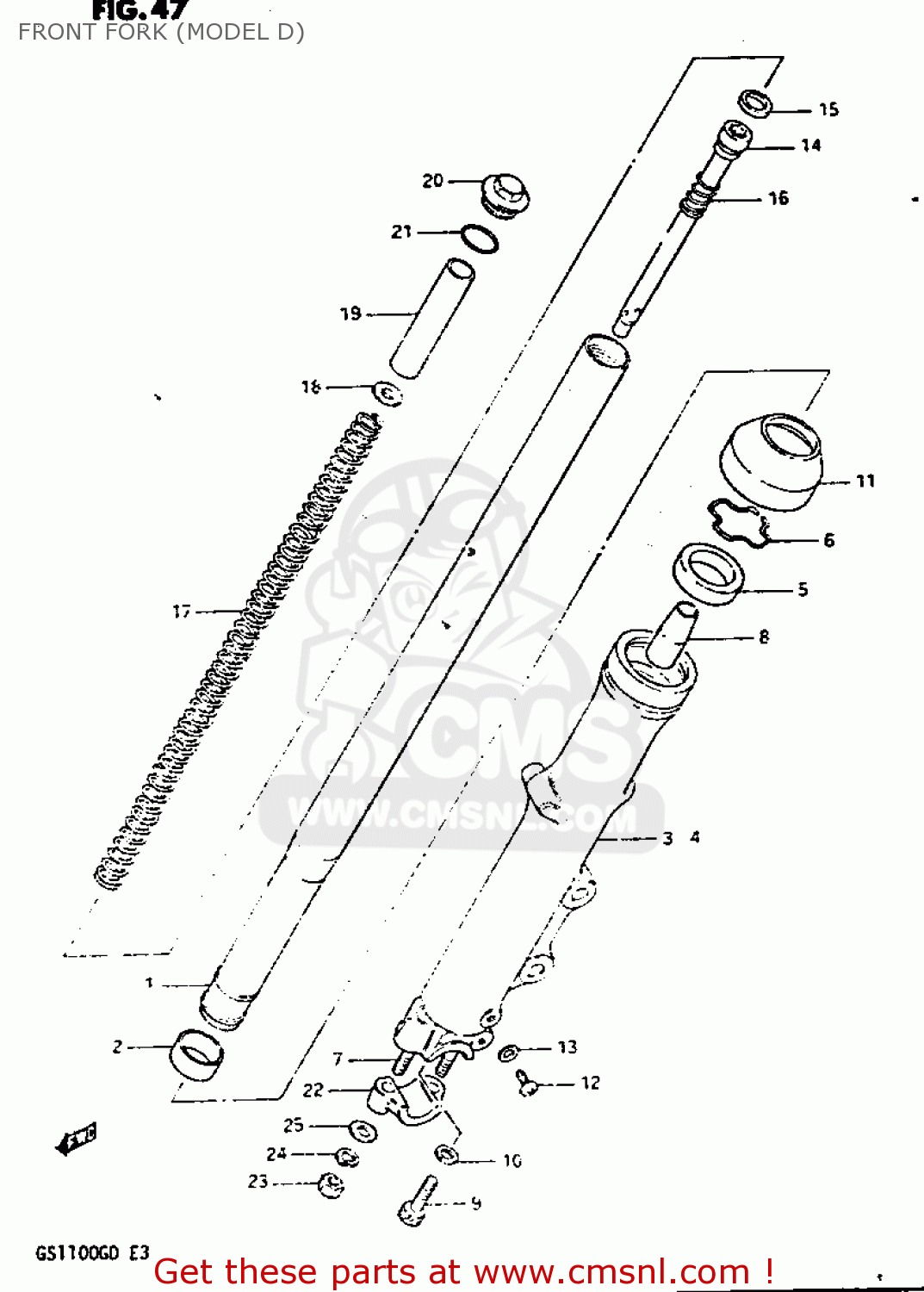FRONT FORK (MODEL D) GS1100G 1982 (Z) GENERAL EXPORT (E01)