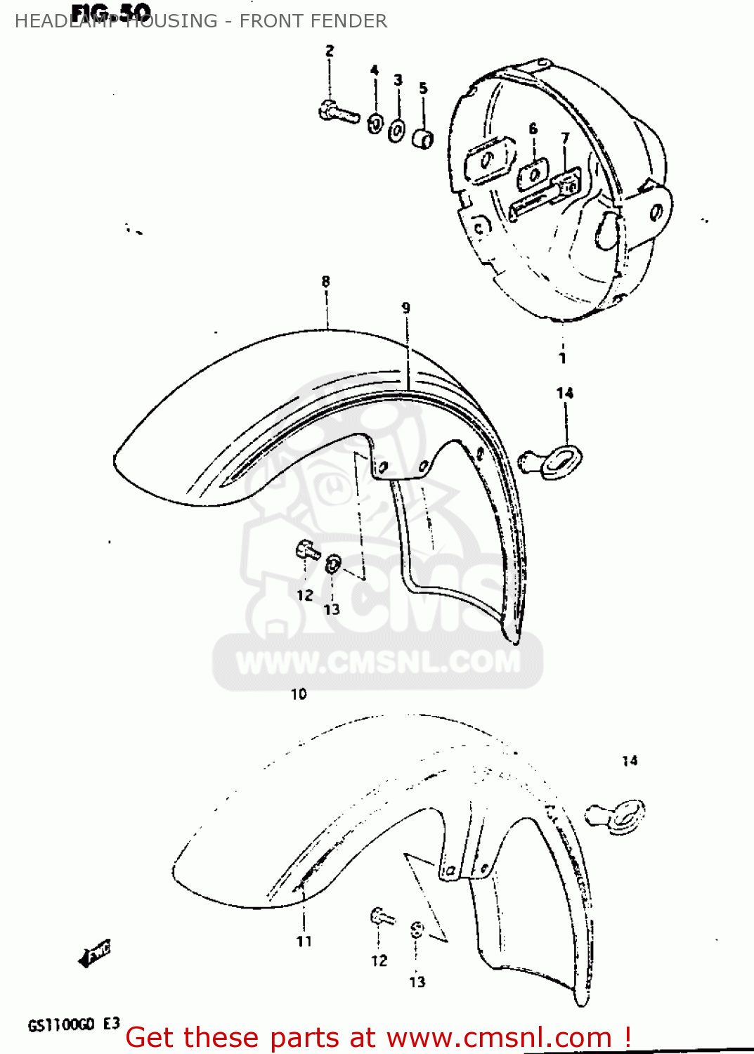 HEADLAMP HOUSING - FRONT FENDER GS1100G 1982 (Z) GENERAL EXPORT (E01)