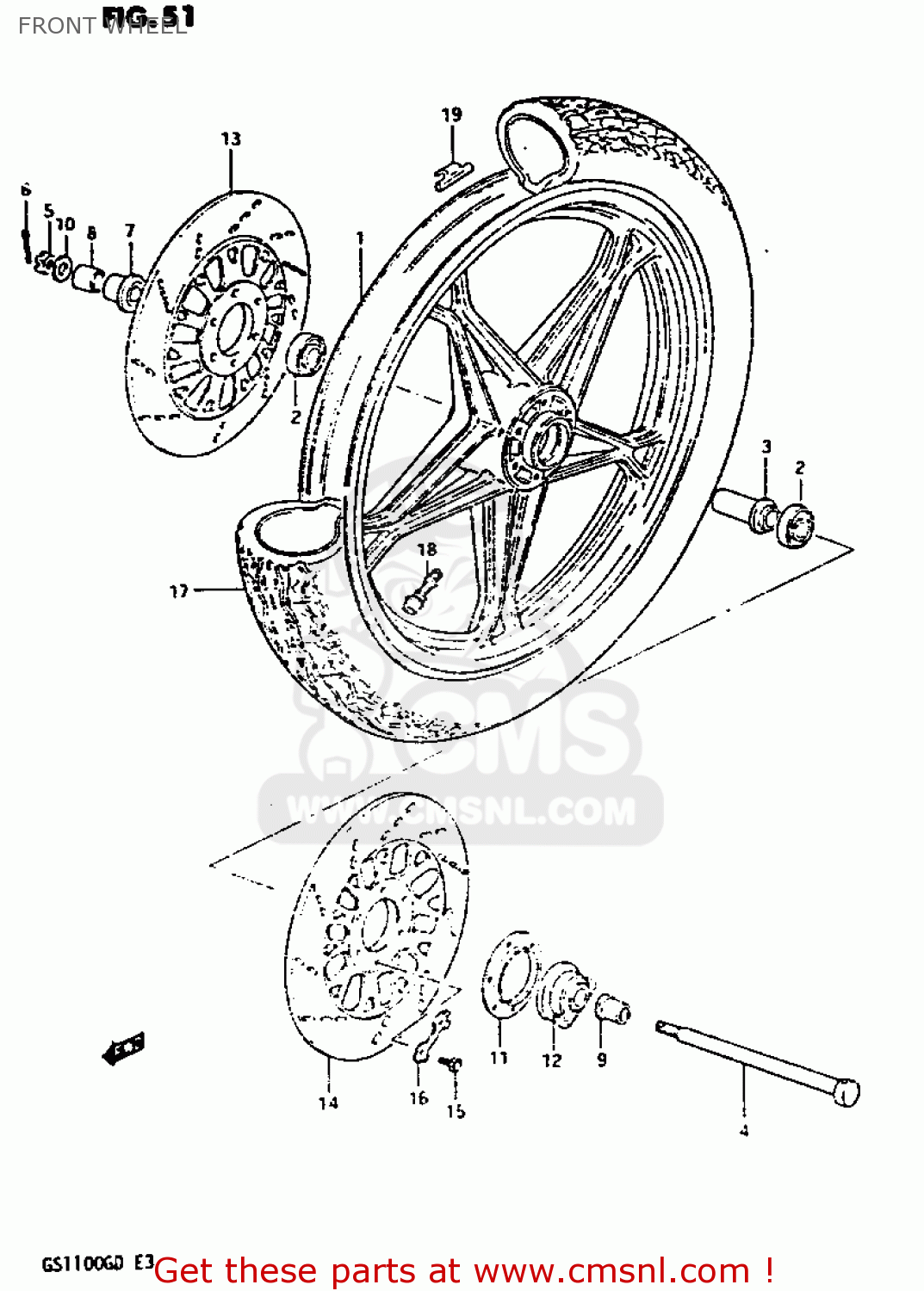 FRONT WHEEL GS1100G 1982 (Z) GENERAL EXPORT (E01)