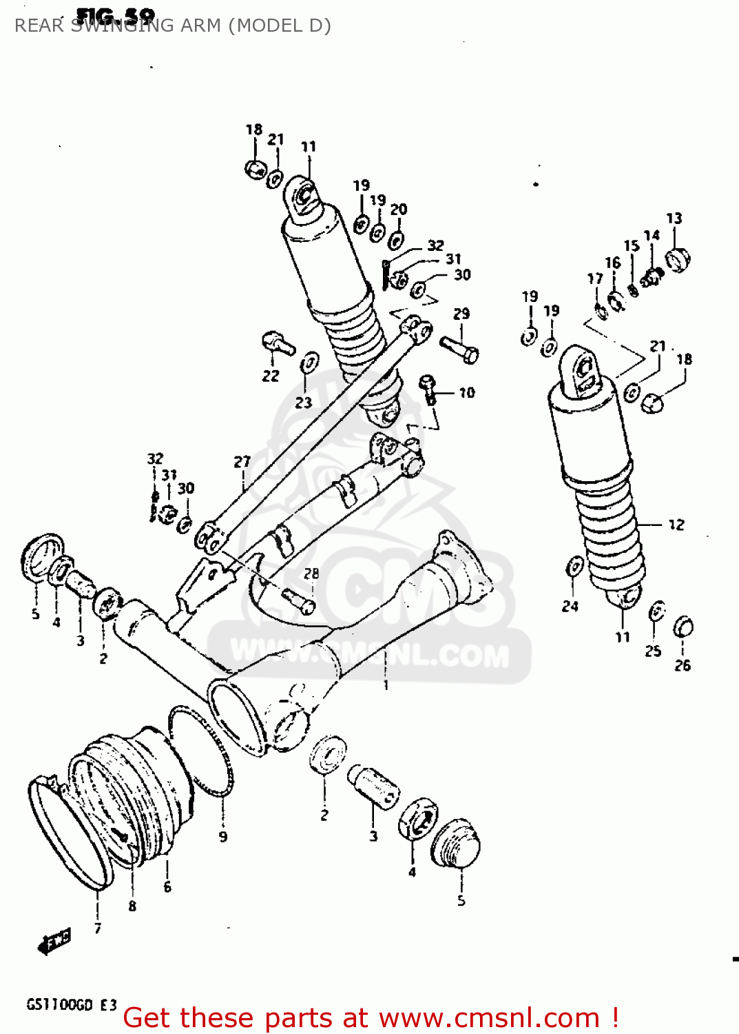 REAR SWINGING ARM (MODEL D) GS1100G 1982 (Z) GENERAL EXPORT (E01)