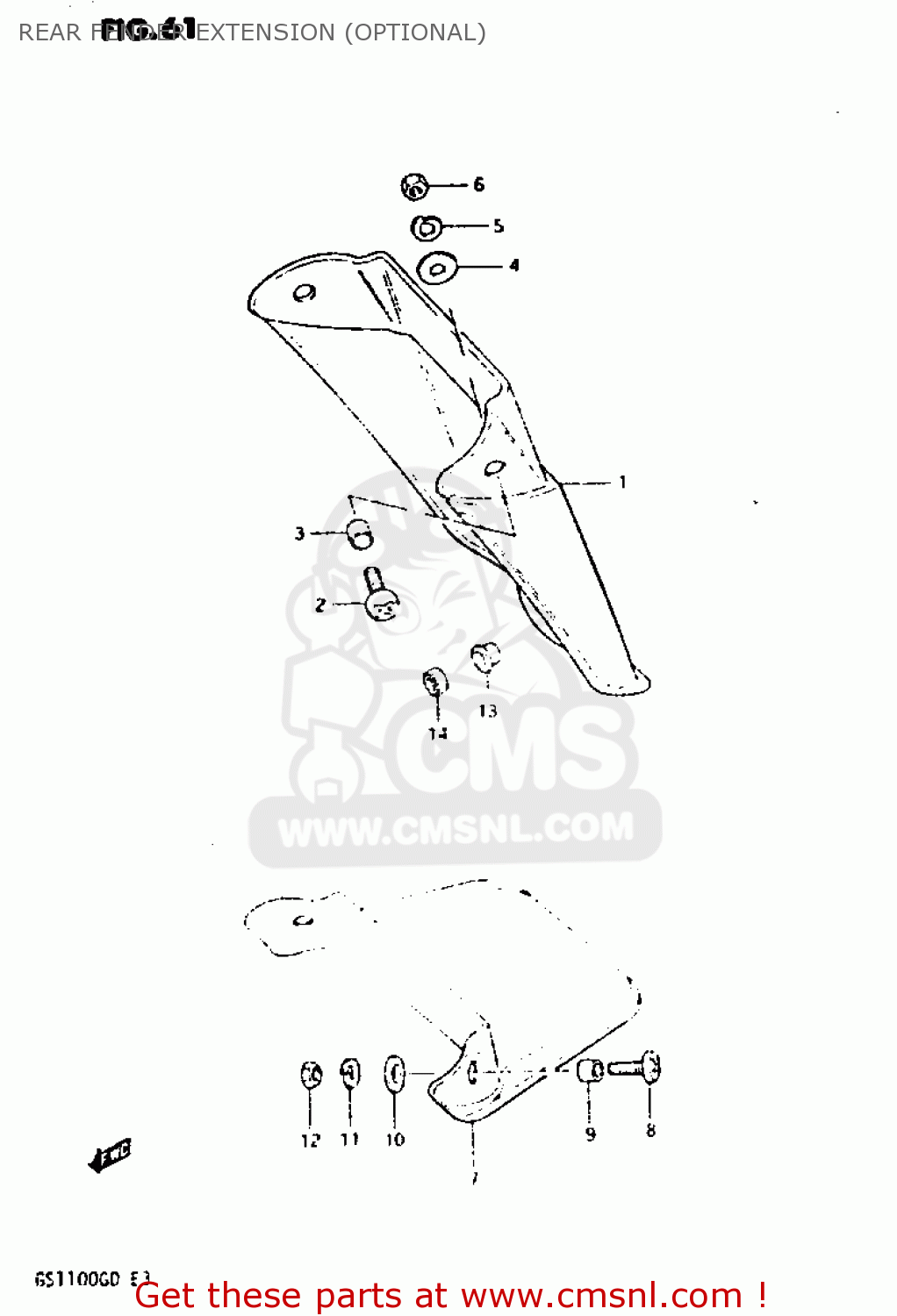 REAR FENDER EXTENSION (OPTIONAL) GS1100G 1982 (Z) GENERAL EXPORT (E01)