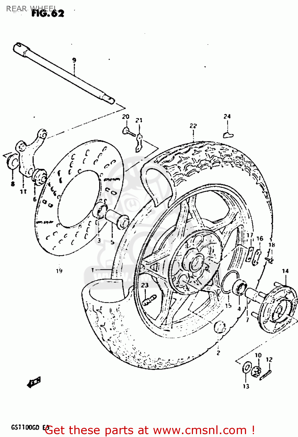 REAR WHEEL GS1100G 1982 (Z) GENERAL EXPORT (E01)