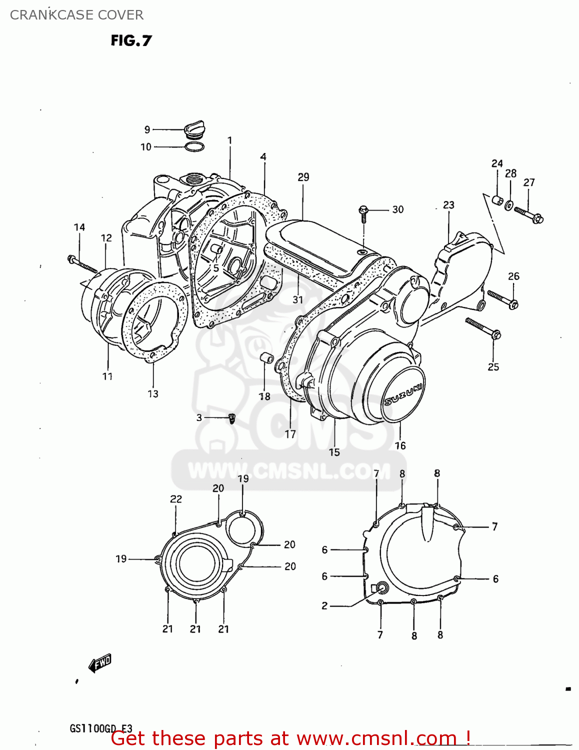 Suzuki GS1100G 1982 (Z) USA (E03) CRANKCASE COVER - buy original ...