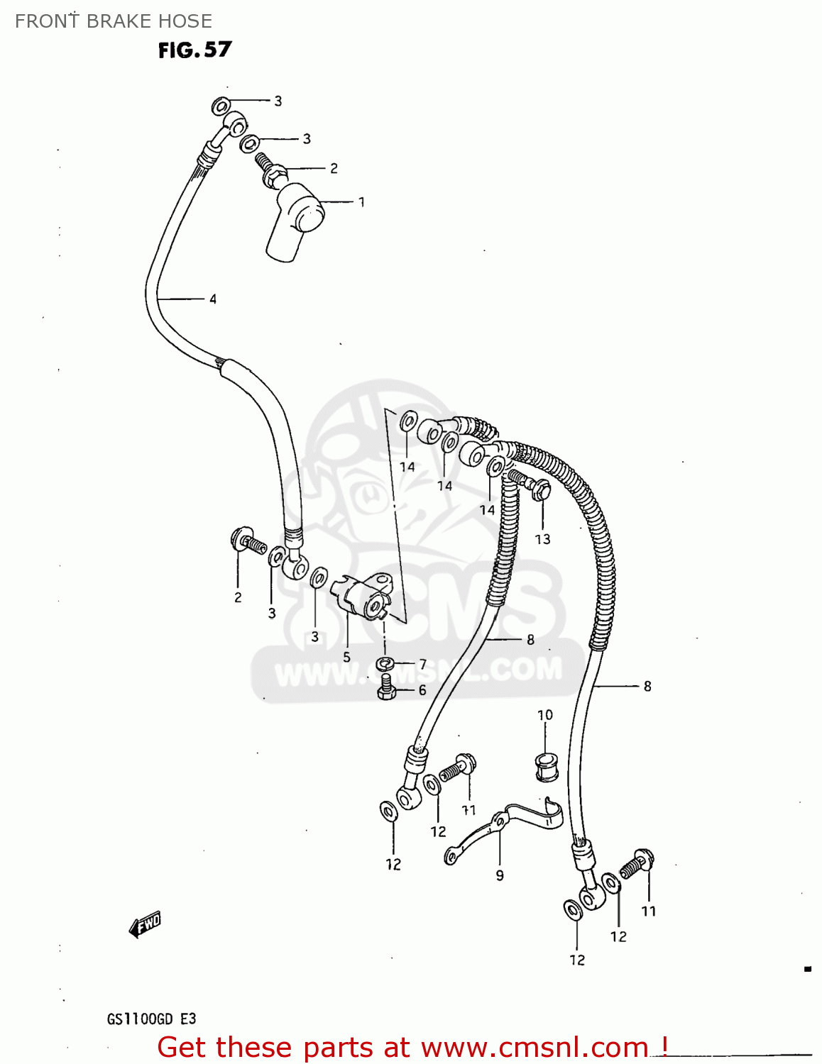 FRONT BRAKE HOSE GS1100G 1982 (Z) USA (E03)