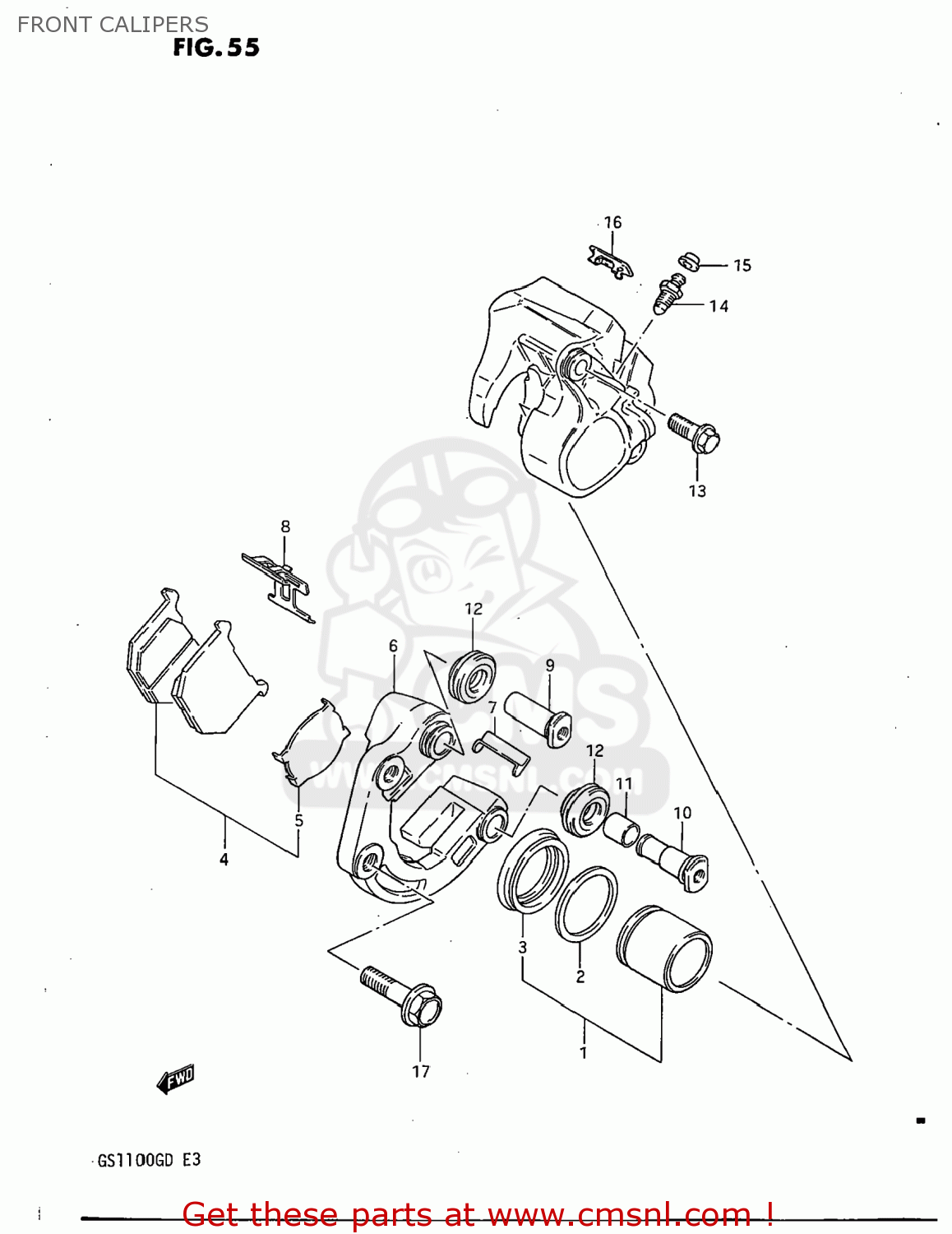 FRONT CALIPERS GS1100G 1982 (Z) USA (E03)