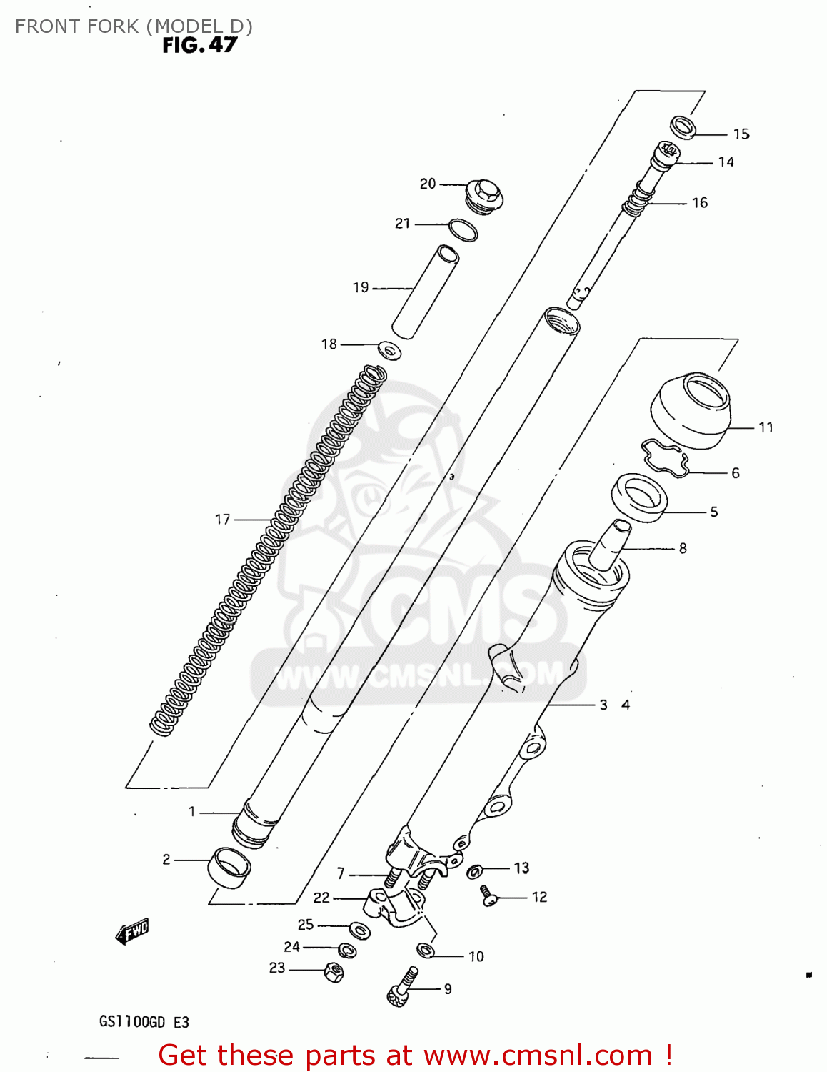 FRONT FORK (MODEL D) GS1100G 1982 (Z) USA (E03)