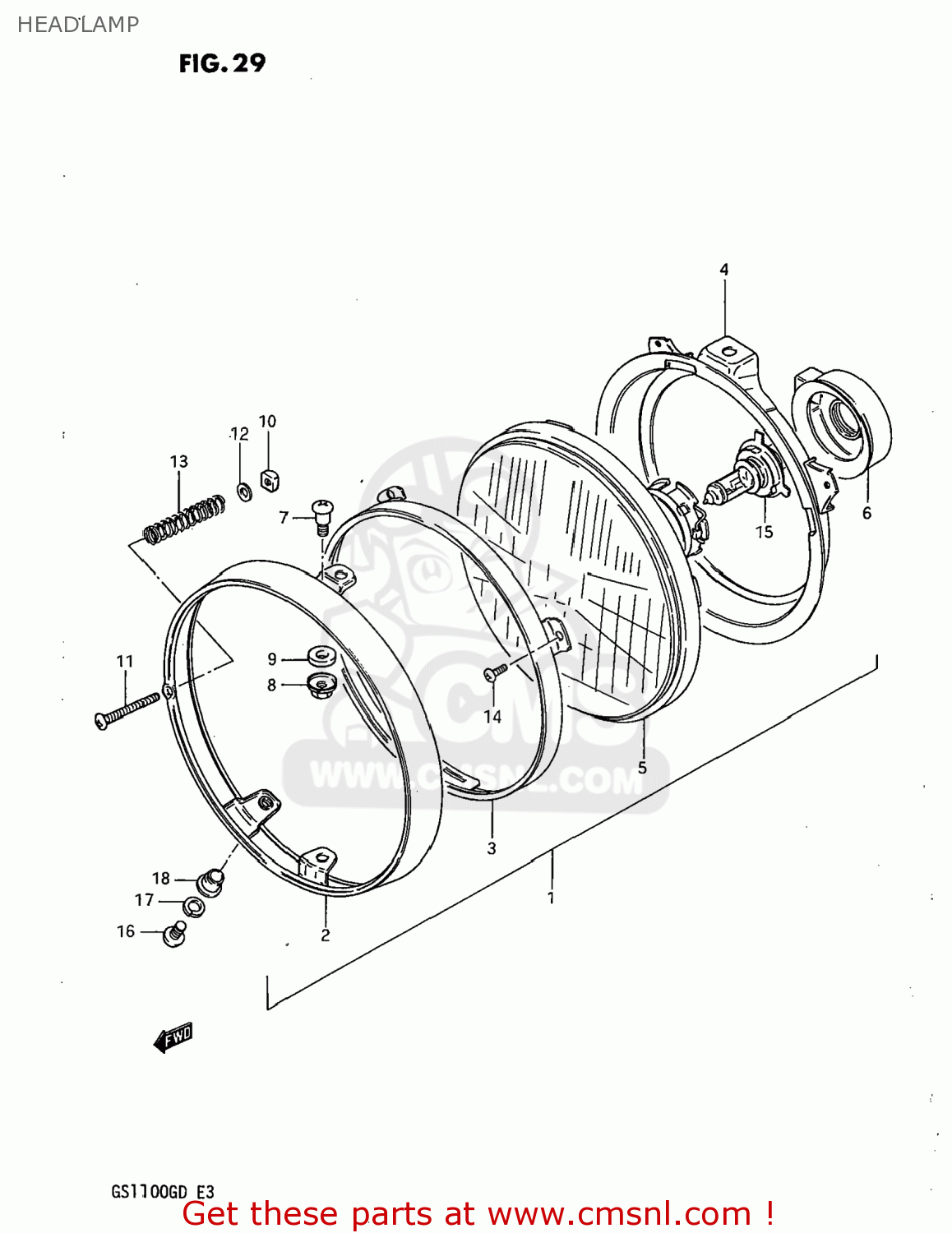 HEADLAMP GS1100G 1982 (Z) USA (E03)