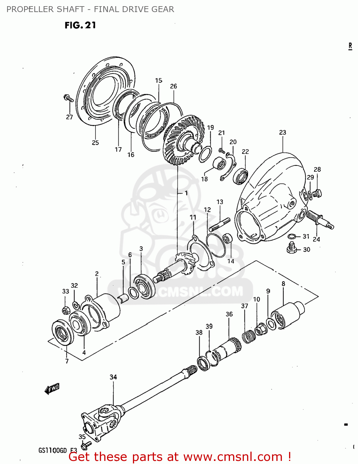 PROPELLER SHAFT - FINAL DRIVE GEAR GS1100G 1982 (Z) USA (E03)