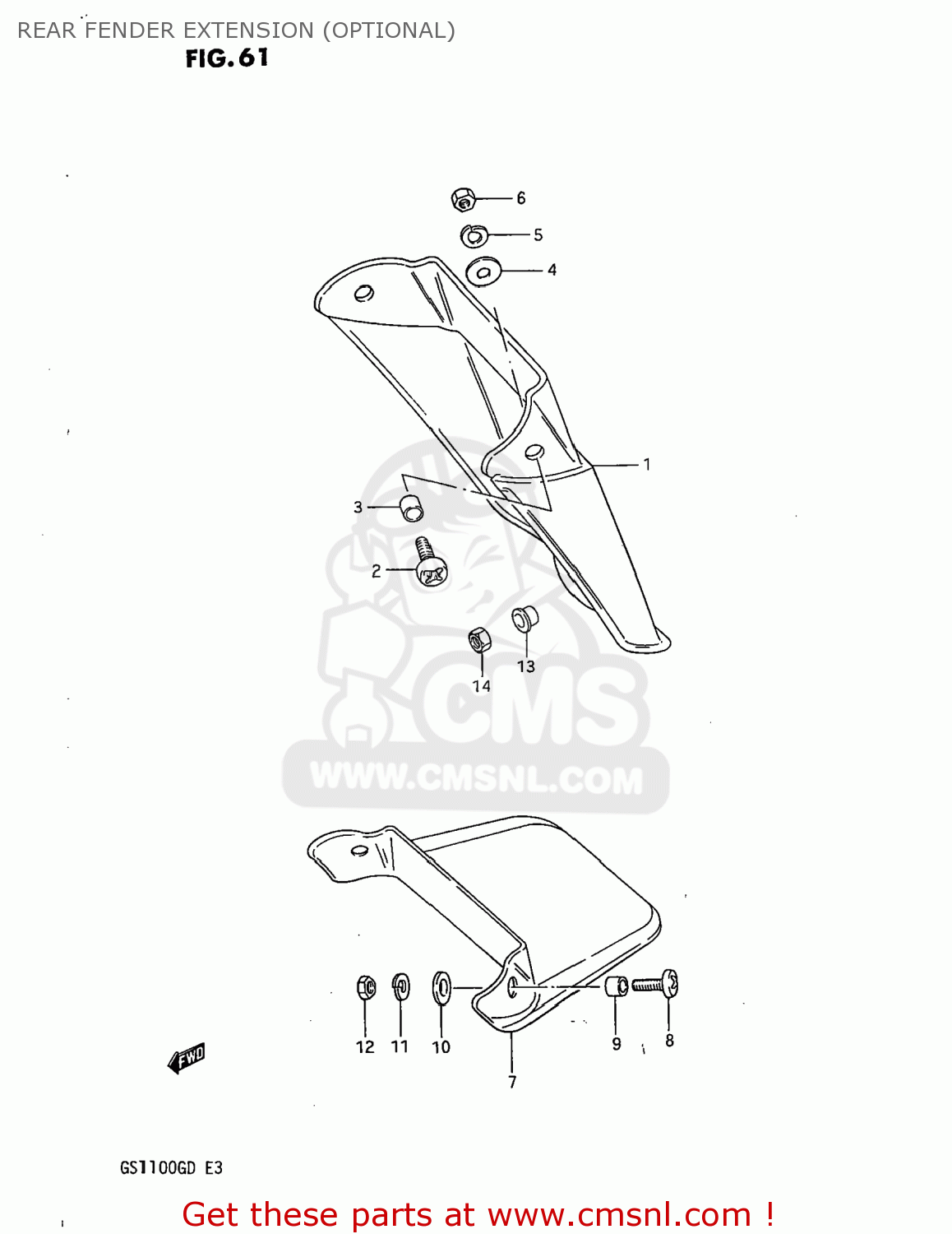 REAR FENDER EXTENSION (OPTIONAL) GS1100G 1982 (Z) USA (E03)