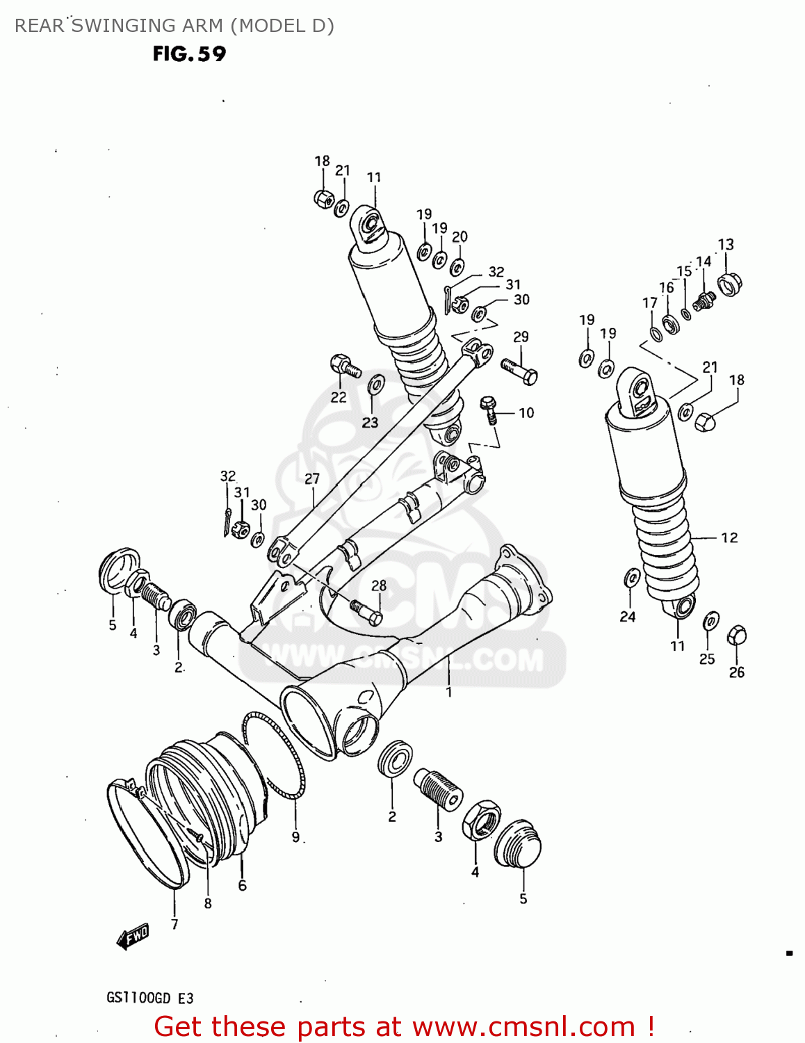 REAR SWINGING ARM (MODEL D) GS1100G 1982 (Z) USA (E03)