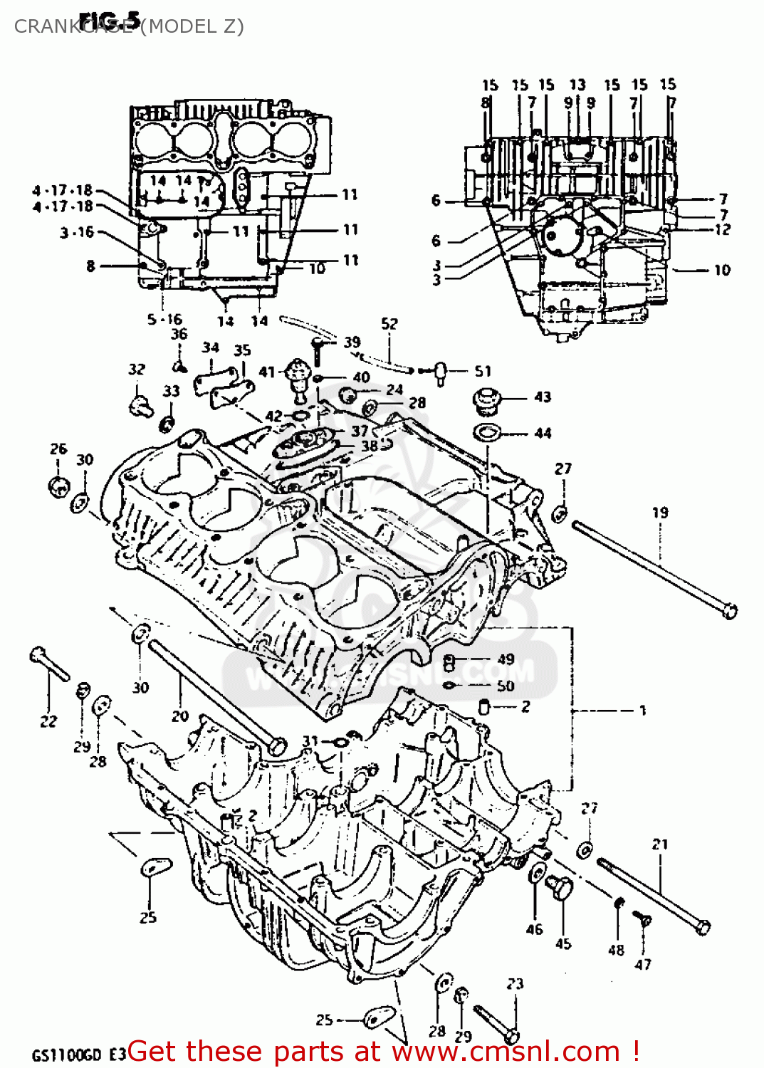 Suzuki GS1100G 1983 (D) GENERAL EXPORT (E01) CRANKCASE (MODEL Z) - buy ...