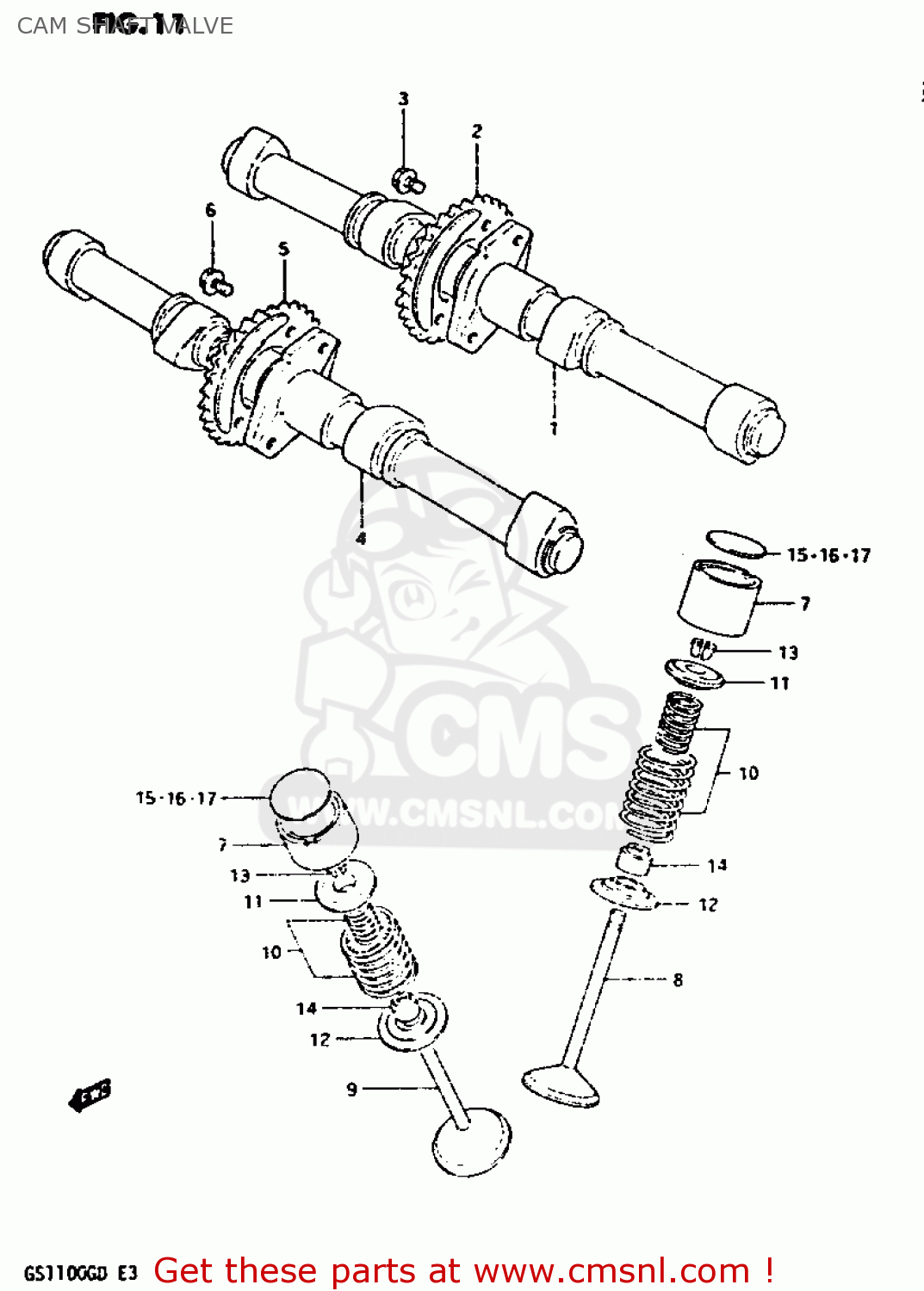CAM SHAFT VALVE GS1100G 1983 (D) GENERAL EXPORT (E01)
