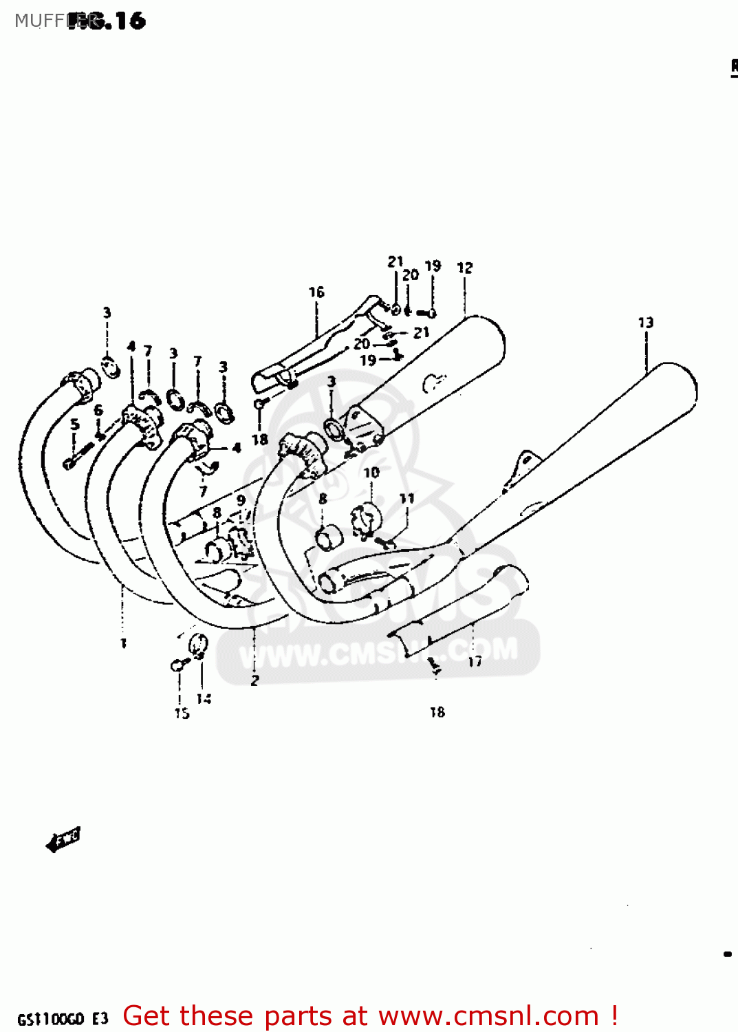 MUFFLER GS1100G 1983 (D) GENERAL EXPORT (E01)