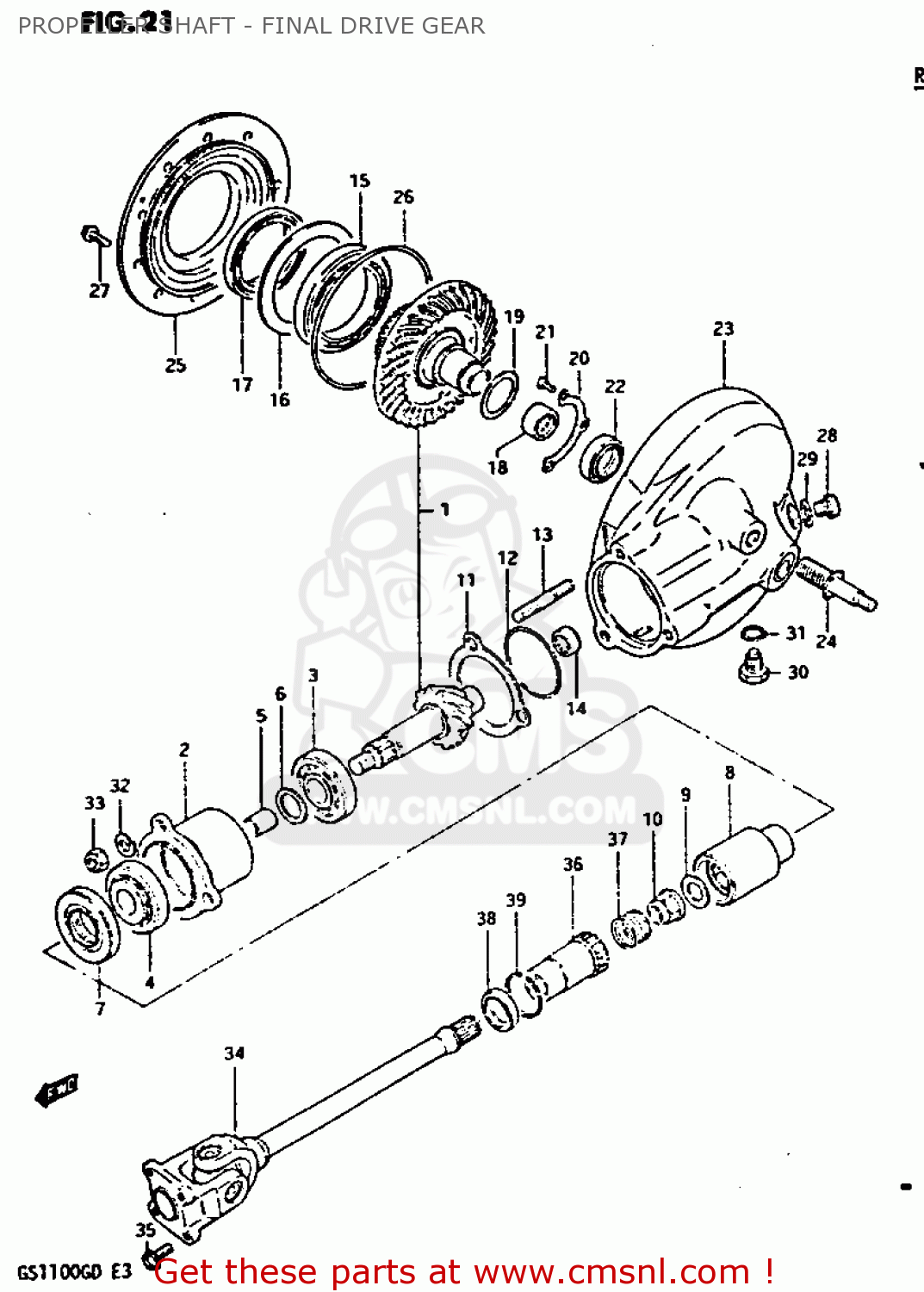 PROPELLER SHAFT - FINAL DRIVE GEAR GS1100G 1983 (D) GENERAL EXPORT (E01)