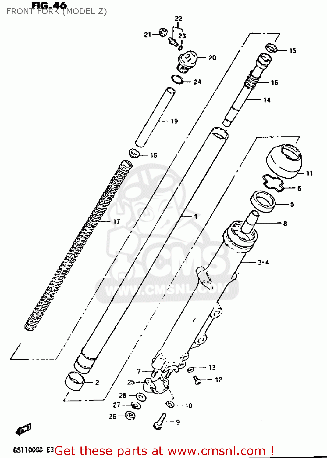 FRONT FORK (MODEL Z) GS1100G 1983 (D) GENERAL EXPORT (E01)