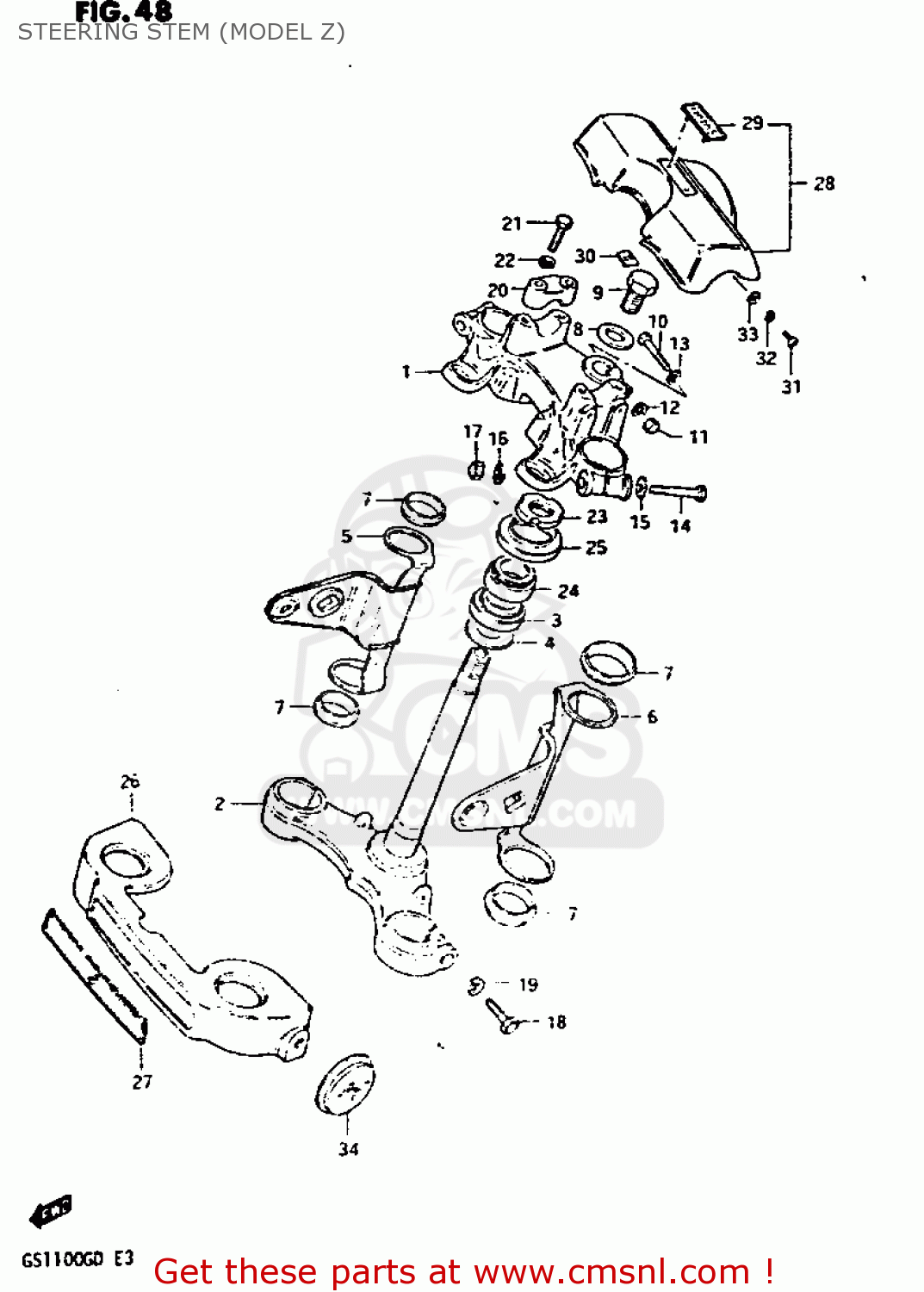 STEERING STEM (MODEL Z) GS1100G 1983 (D) GENERAL EXPORT (E01)