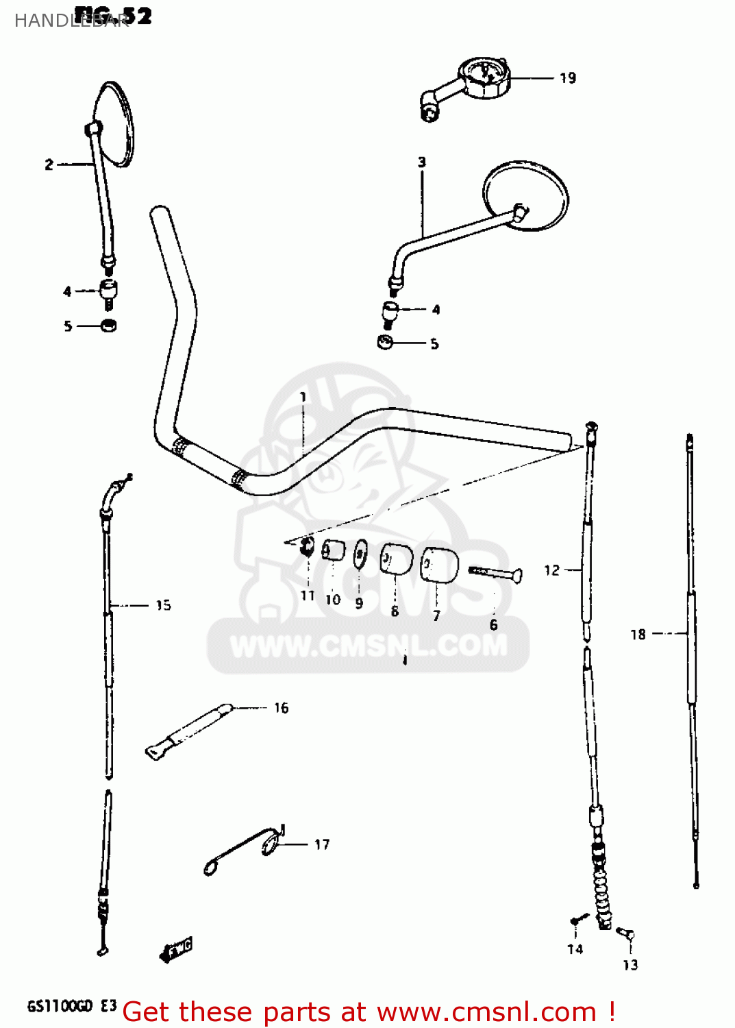 HANDLEBAR GS1100G 1983 (D) GENERAL EXPORT (E01)