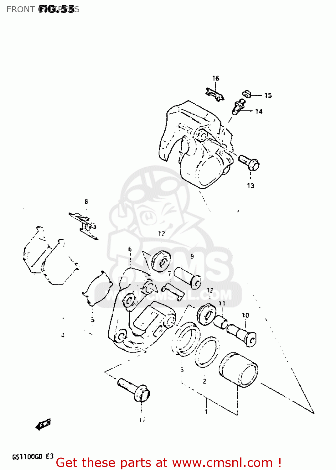 FRONT CALIPERS GS1100G 1983 (D) GENERAL EXPORT (E01)