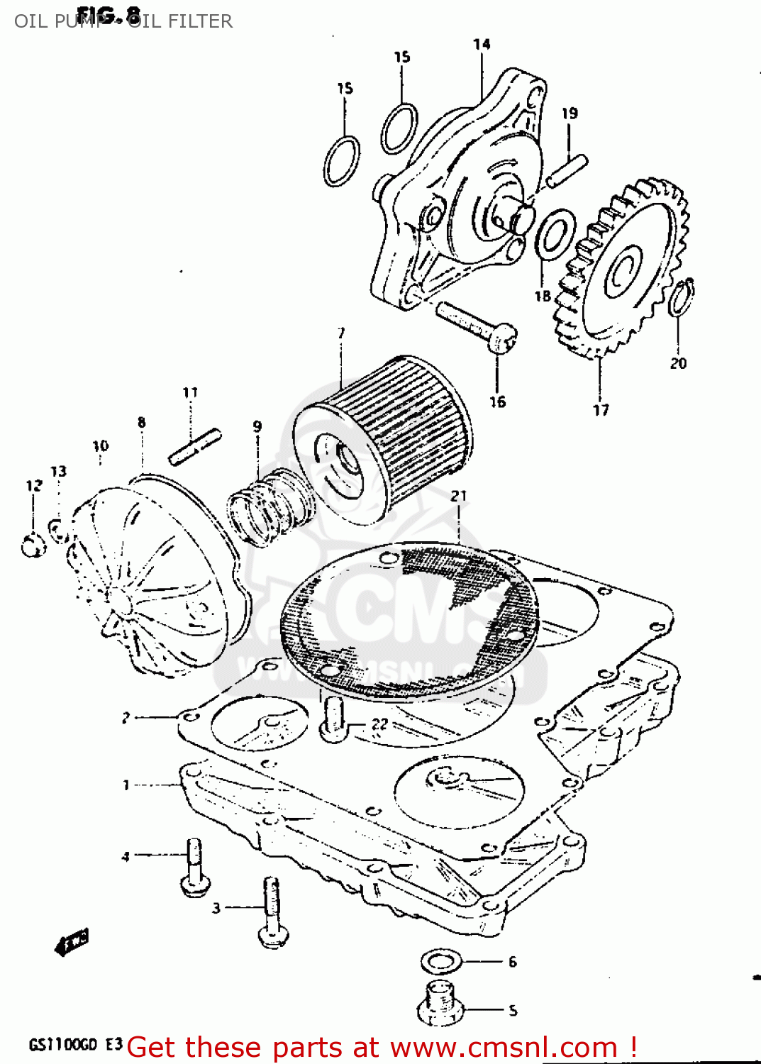 OIL PUMP - OIL FILTER GS1100G 1983 (D) GENERAL EXPORT (E01)