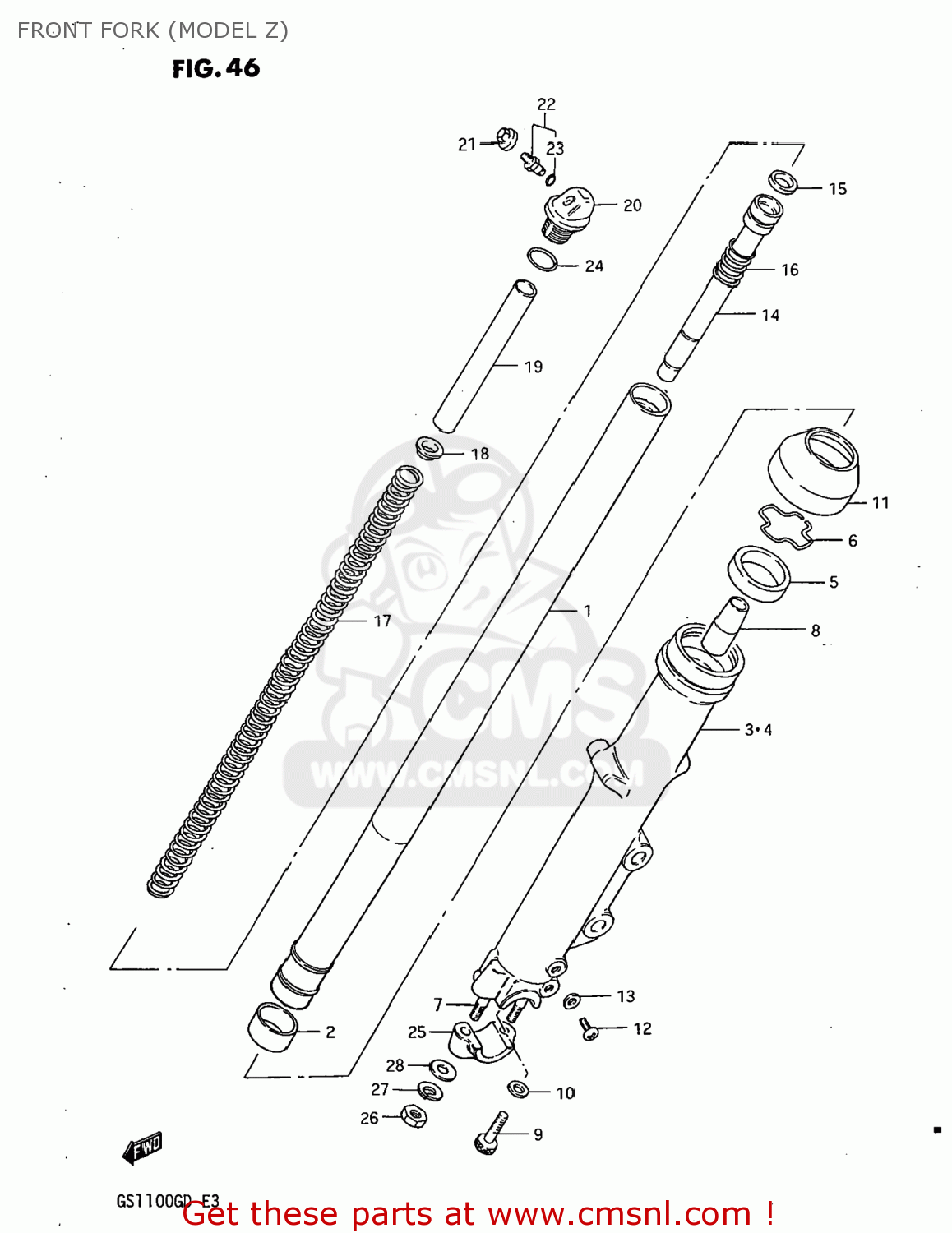 FRONT FORK (MODEL Z) GS1100G 1983 (D) USA (E03)