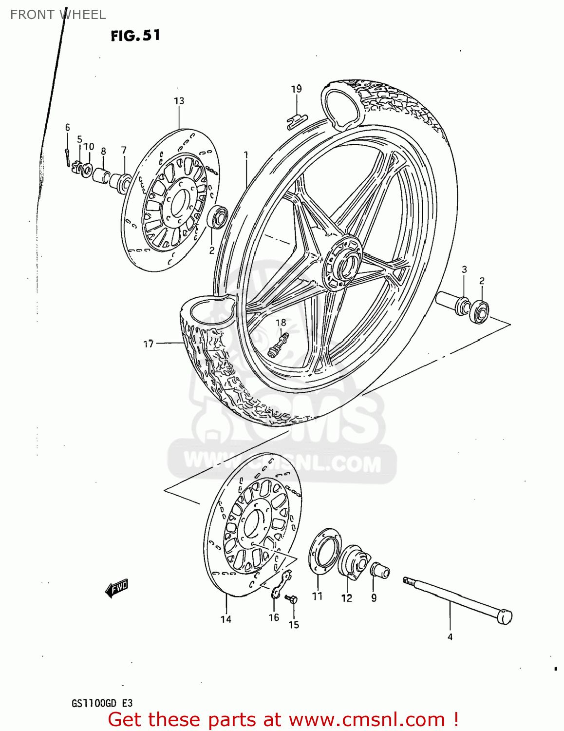FRONT WHEEL GS1100G 1983 (D) USA (E03)