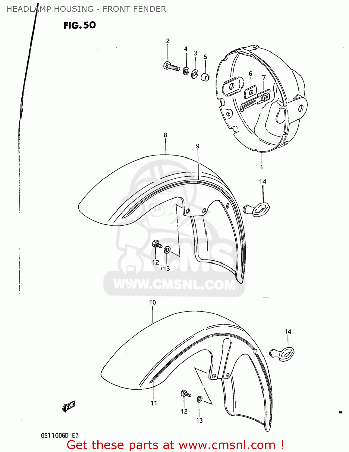 HEADLAMP HOUSING - FRONT FENDER GS1100G 1983 (D) USA (E03)