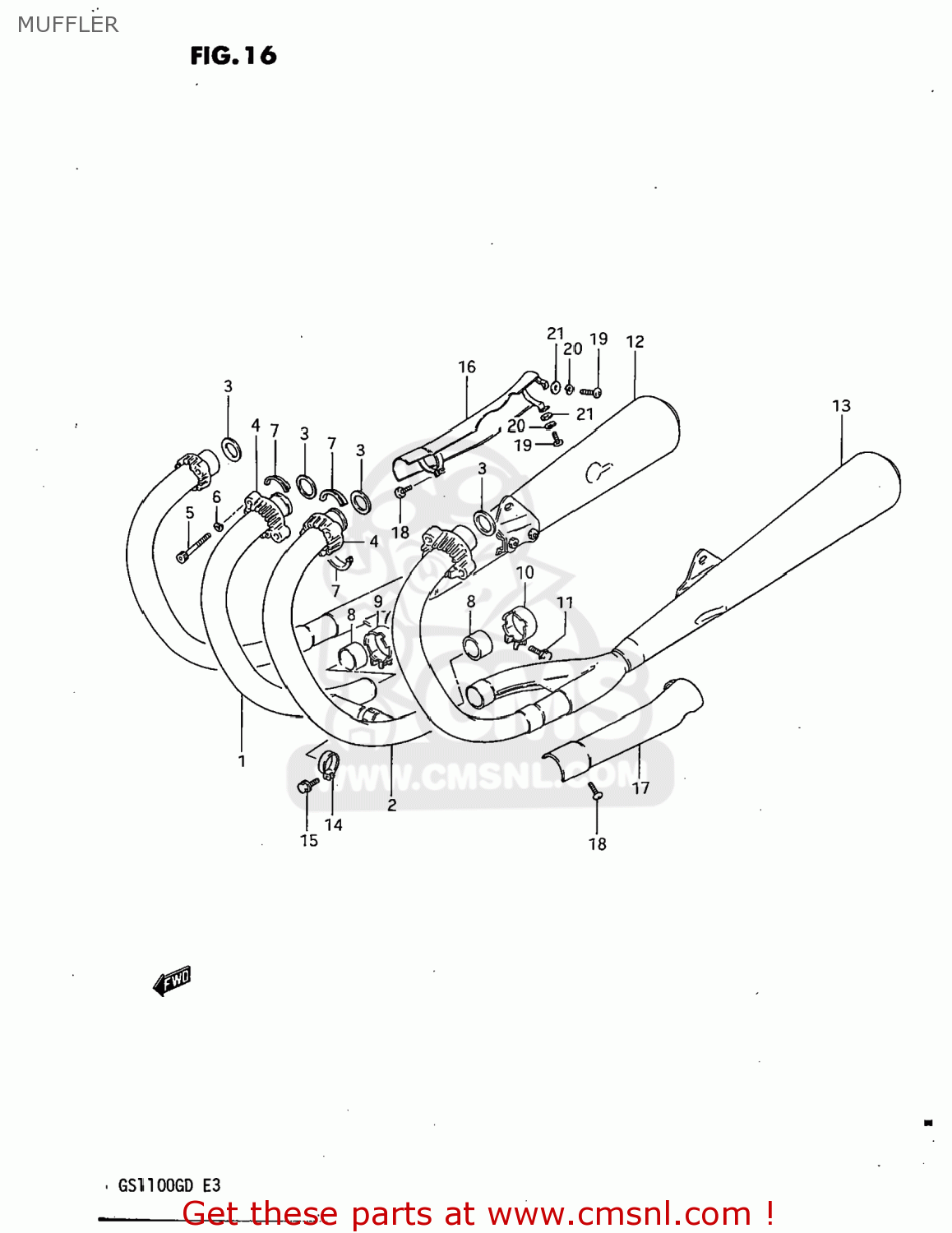 MUFFLER GS1100G 1983 (D) USA (E03)