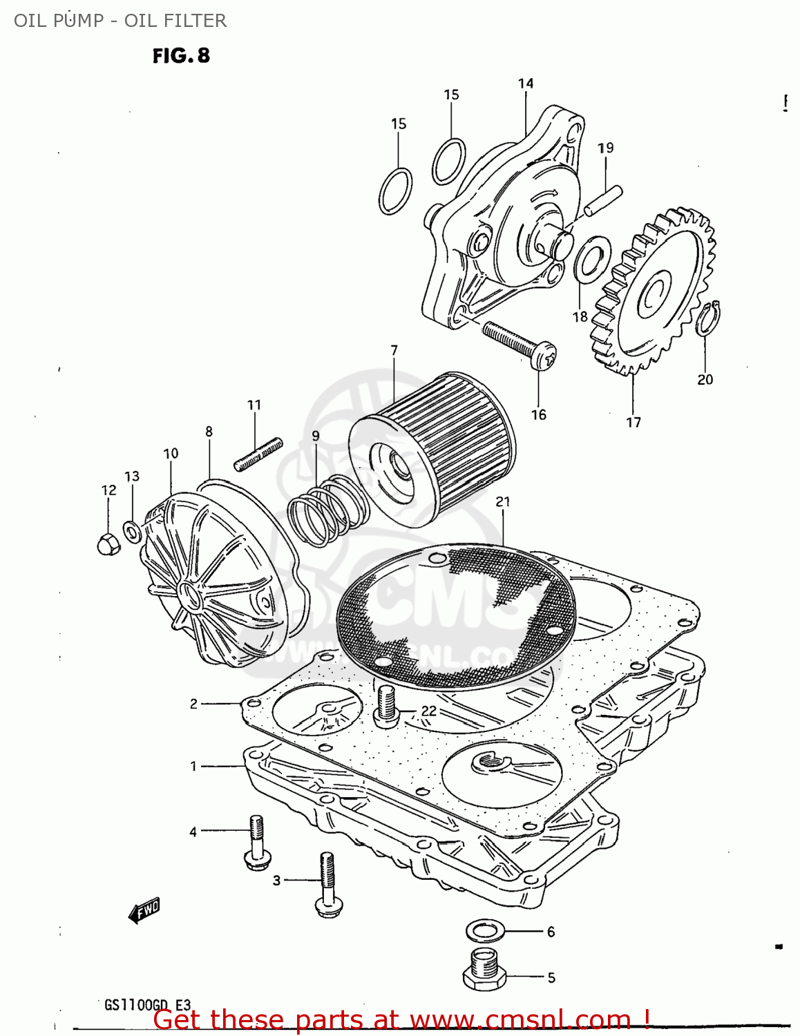 OIL PUMP - OIL FILTER GS1100G 1983 (D) USA (E03)