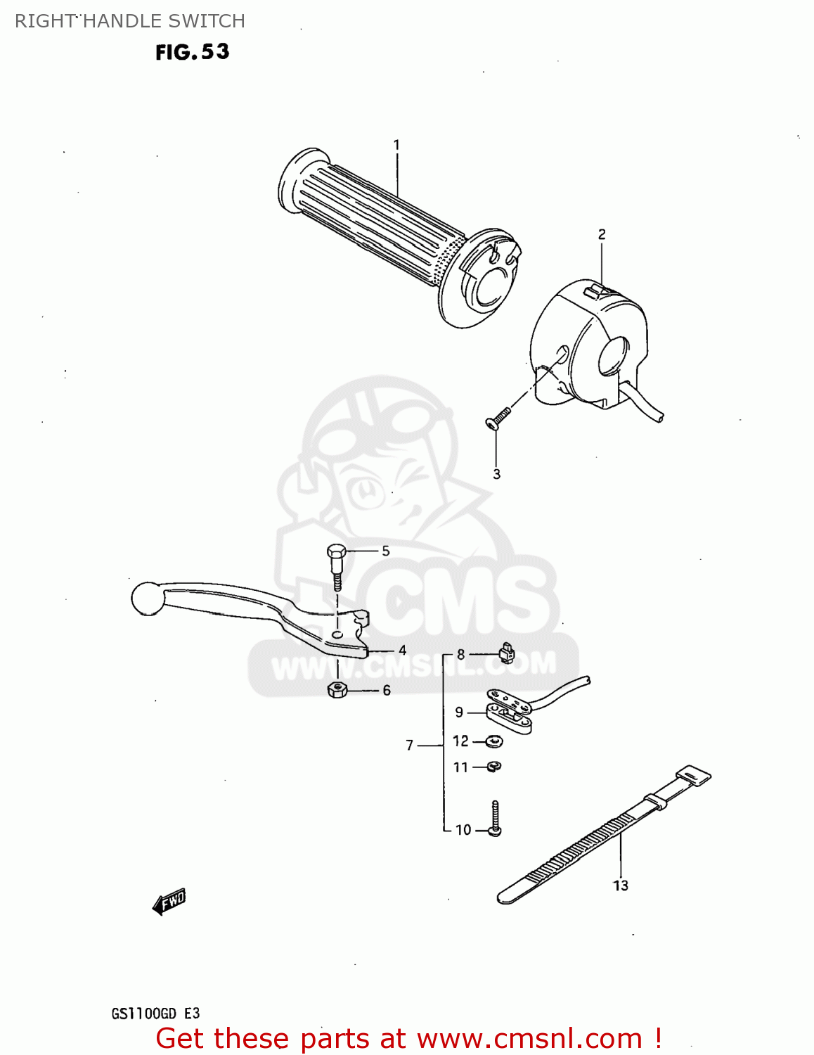 RIGHT HANDLE SWITCH GS1100G 1983 (D) USA (E03)