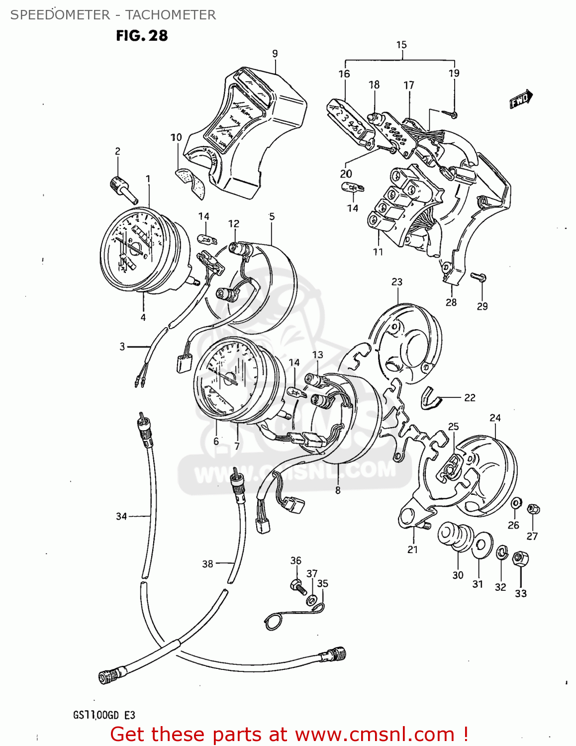 SPEEDOMETER - TACHOMETER GS1100G 1983 (D) USA (E03)