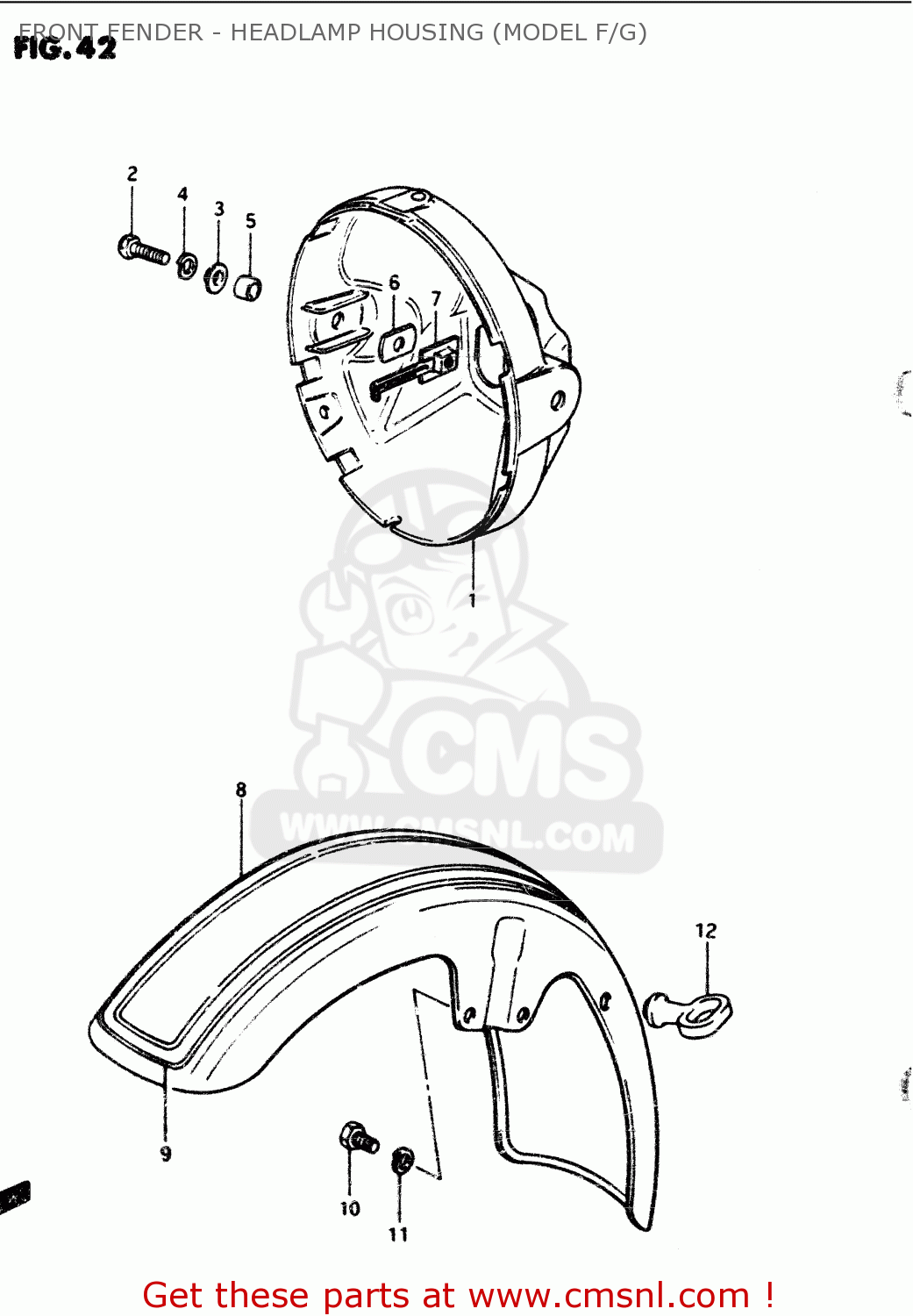 FRONT FENDER - HEADLAMP HOUSING (MODEL F/G) GS1100G 1984 (E) GENERAL EXPORT (E01)