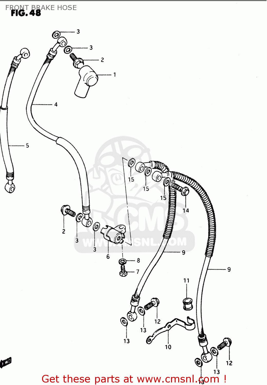 FRONT BRAKE HOSE GS1100G 1984 (E) GENERAL EXPORT (E01)