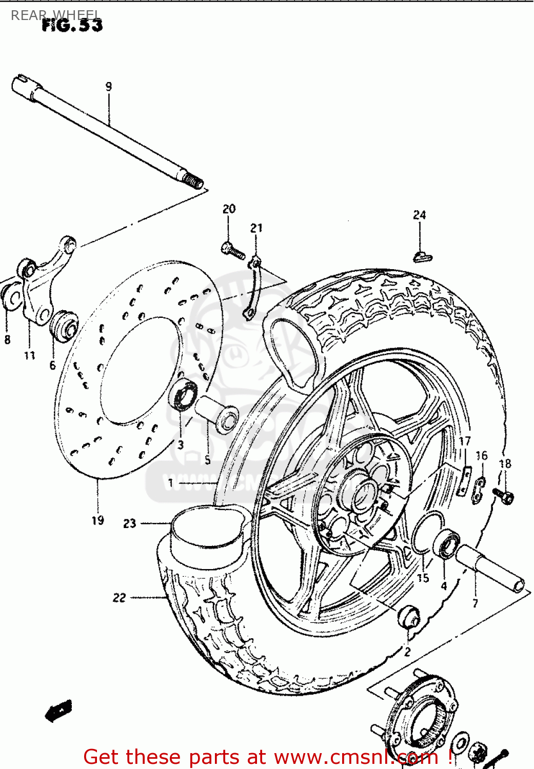 REAR WHEEL GS1100G 1984 (E) GENERAL EXPORT (E01)