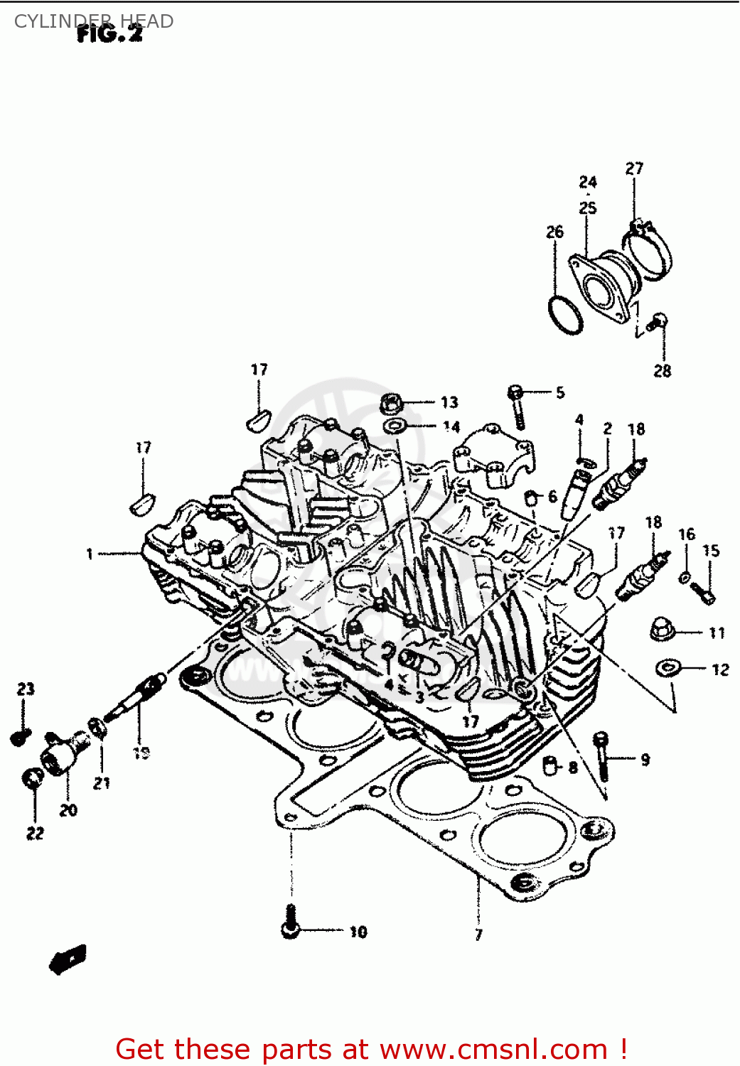 CYLINDER HEAD GS1100G 1985 (F) GENERAL EXPORT (E01)