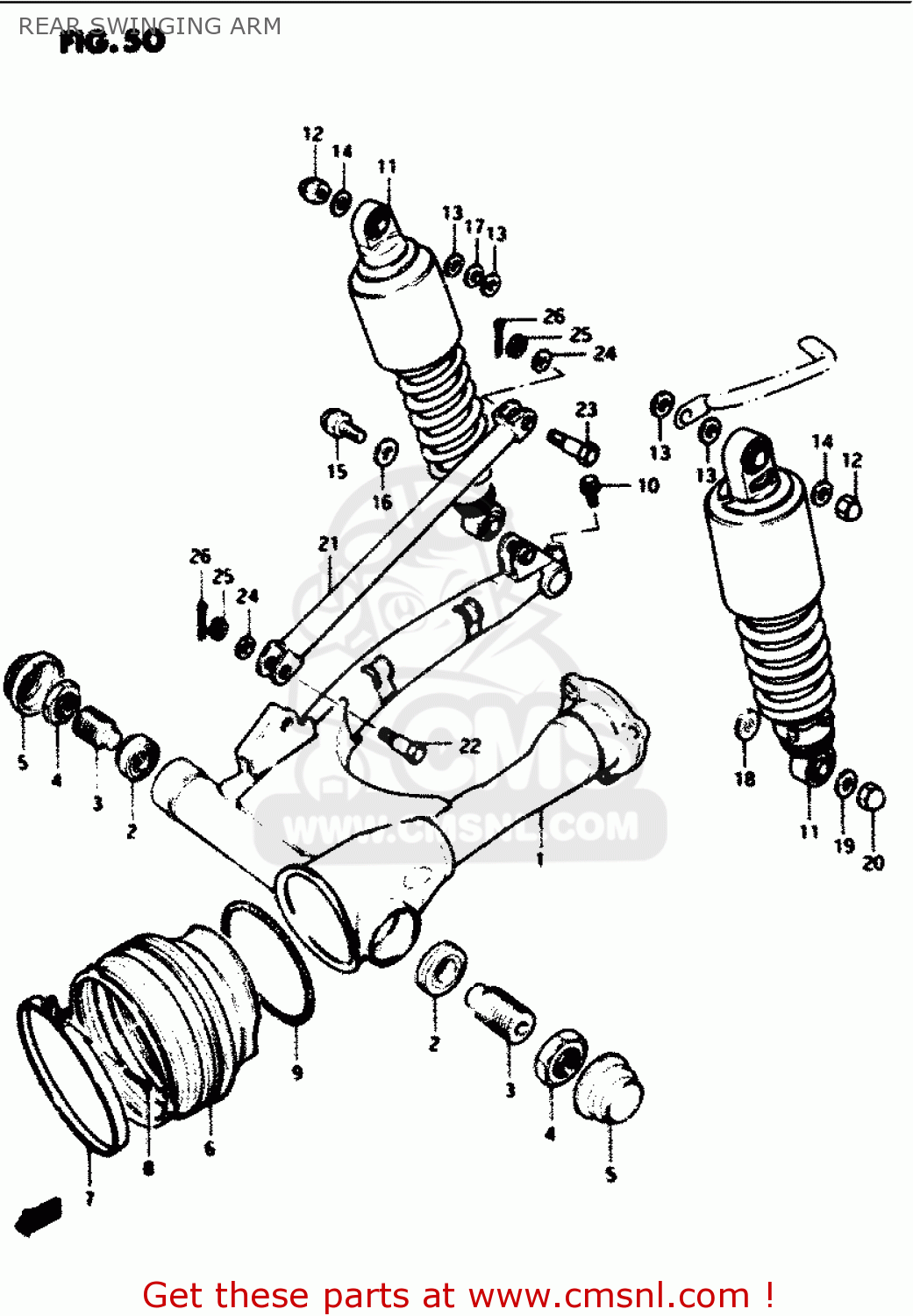 REAR SWINGING ARM GS1100G 1985 (F) GENERAL EXPORT (E01)