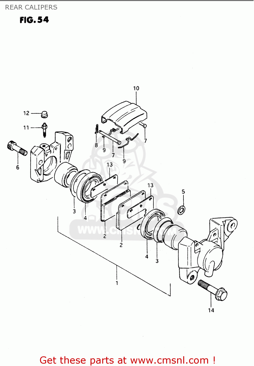 REAR CALIPERS GS1100G 1985 (F) GENERAL EXPORT (E01)