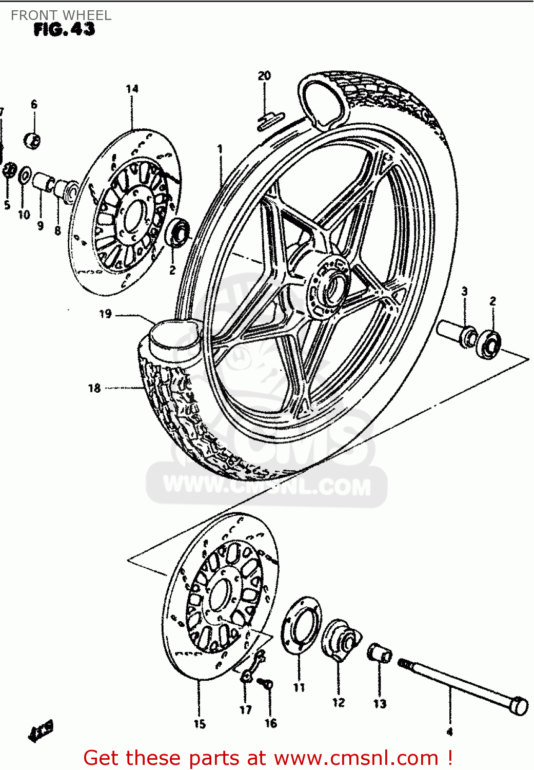 FRONT WHEEL GS1100G 1986 (G) GENERAL EXPORT (E01)