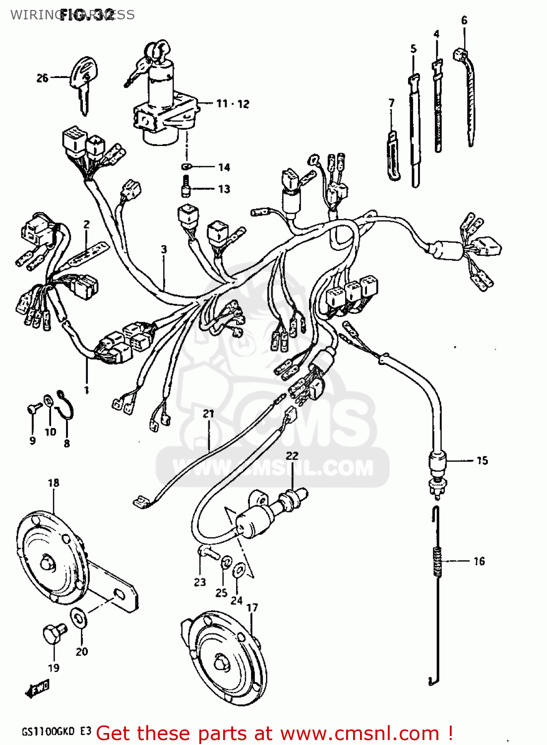 Suzuki GS1100GK 1982 (Z) GENERAL EXPORT (E01) WIRING HARNESS - buy ...