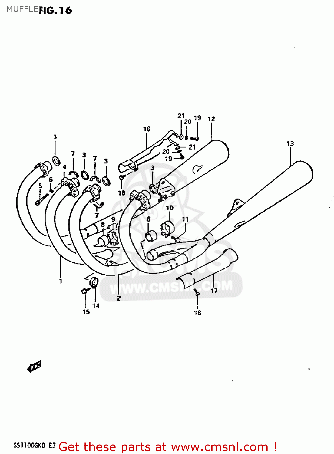 MUFFLER GS1100GK 1982 (Z) GENERAL EXPORT (E01)