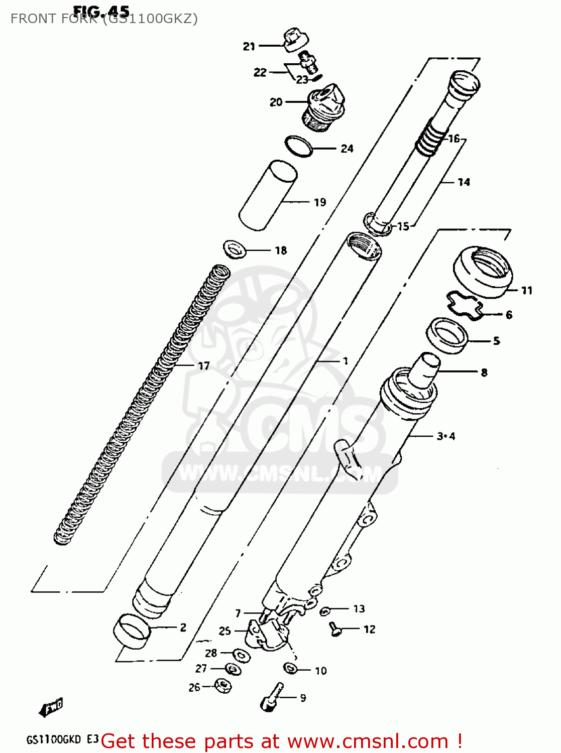 FRONT FORK (GS1100GKZ) GS1100GK 1982 (Z) GENERAL EXPORT (E01)