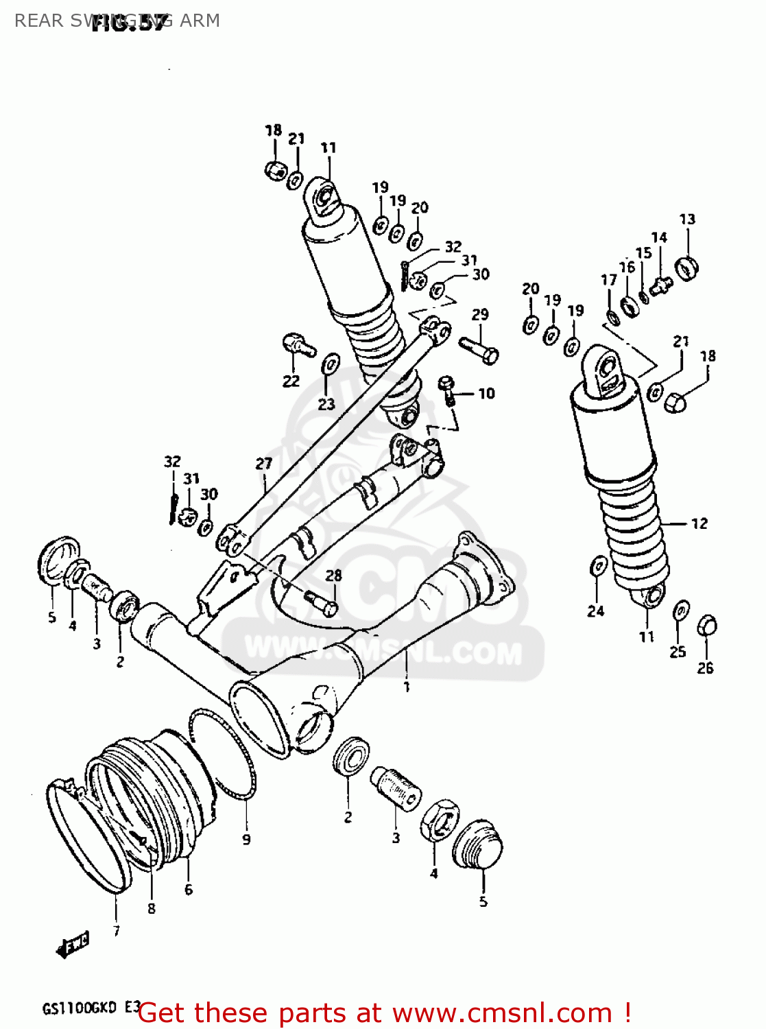 REAR SWINGING ARM GS1100GK 1982 (Z) GENERAL EXPORT (E01)