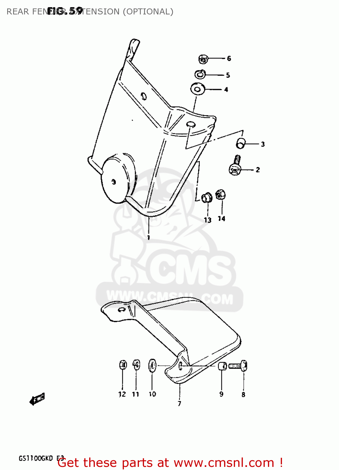 REAR FENDER EXTENSION (OPTIONAL) GS1100GK 1982 (Z) GENERAL EXPORT (E01)
