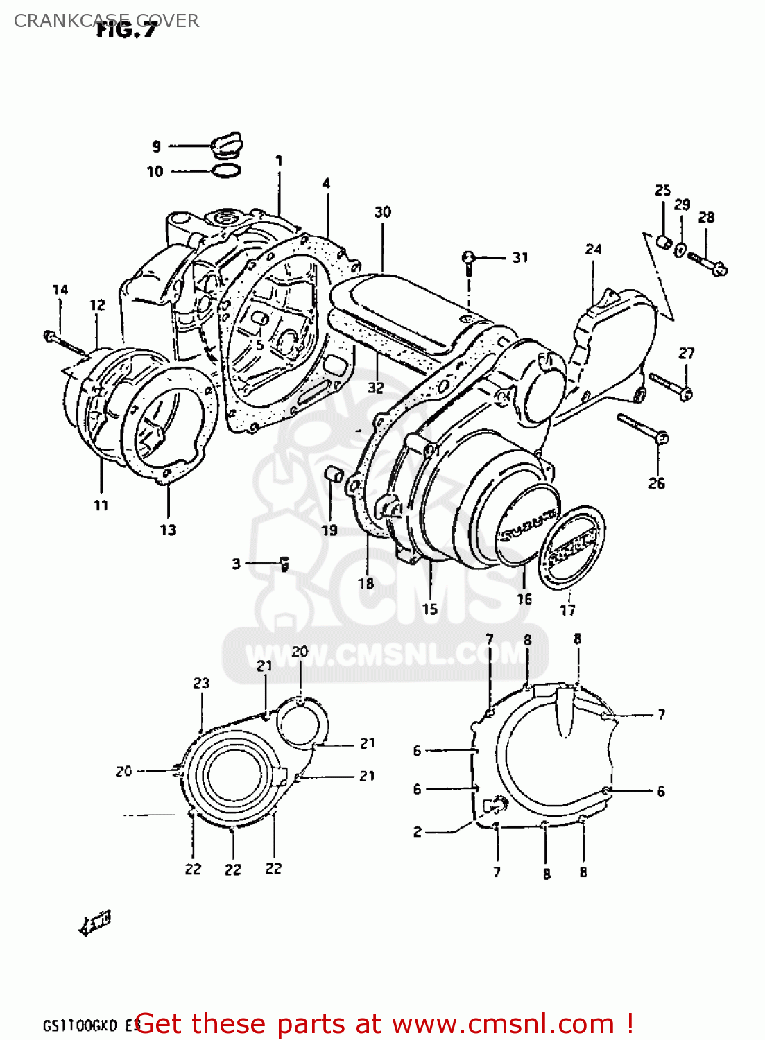 CRANKCASE COVER GS1100GK 1982 (Z) GENERAL EXPORT (E01)