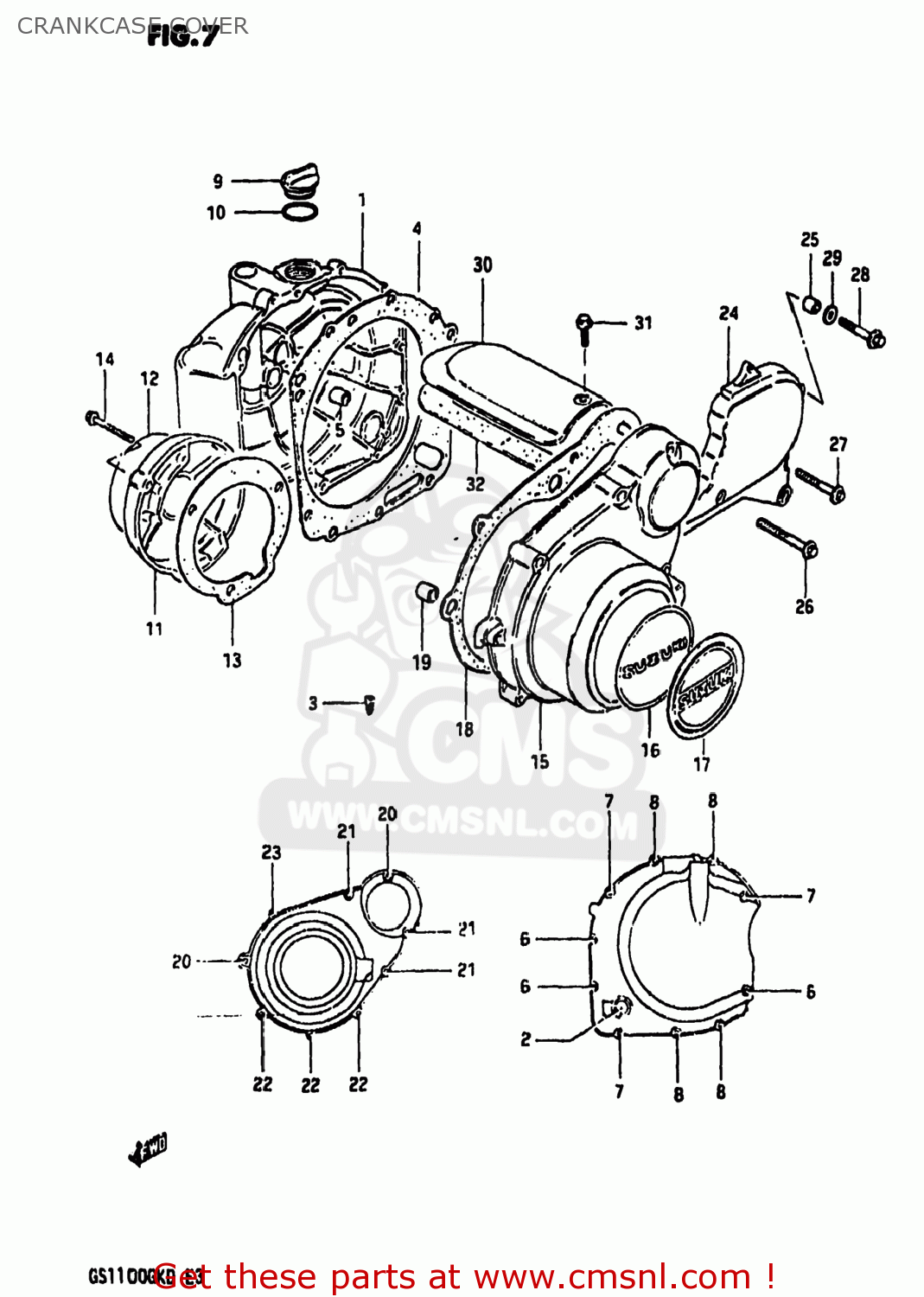 CRANKCASE COVER GS1100GK 1982 (Z) USA (E03)