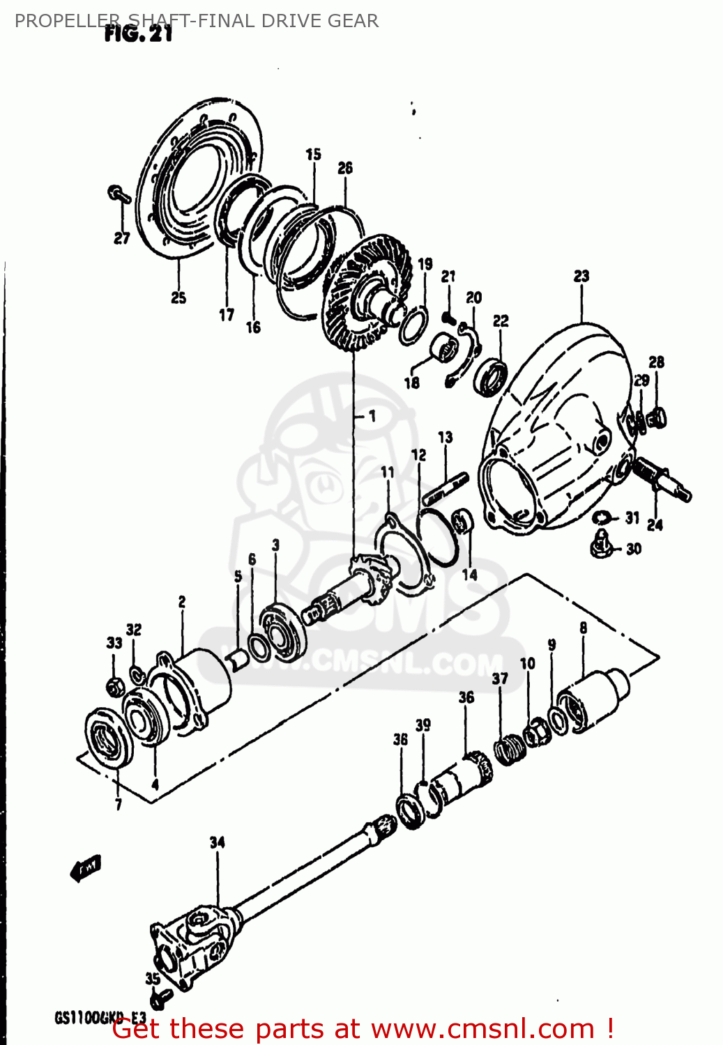 PROPELLER SHAFT-FINAL DRIVE GEAR GS1100GK 1982 (Z) USA (E03)